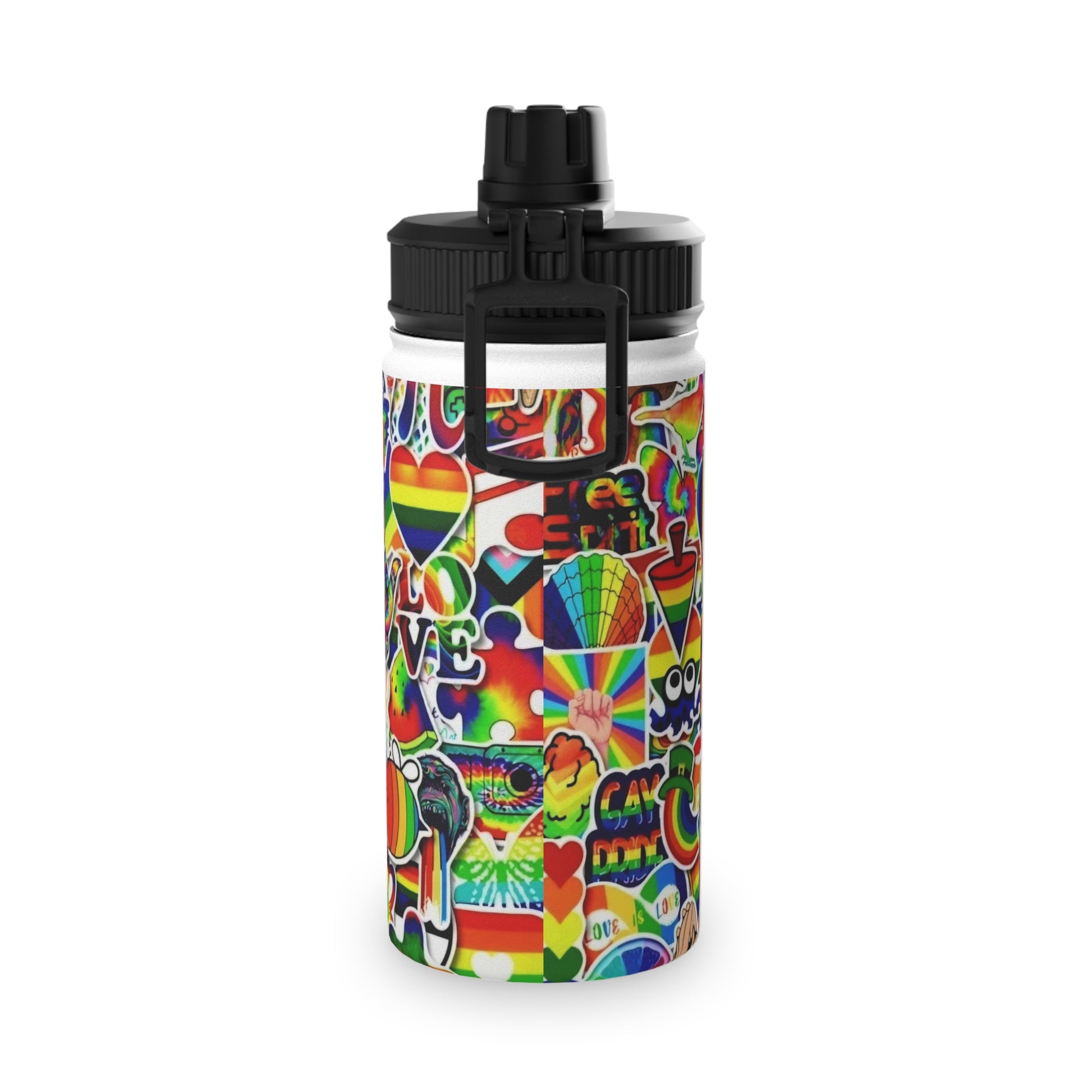 RAINBOW STICKER - Stainless Steel Water Bottle, Sports Lid - Rock n Royalty Designs