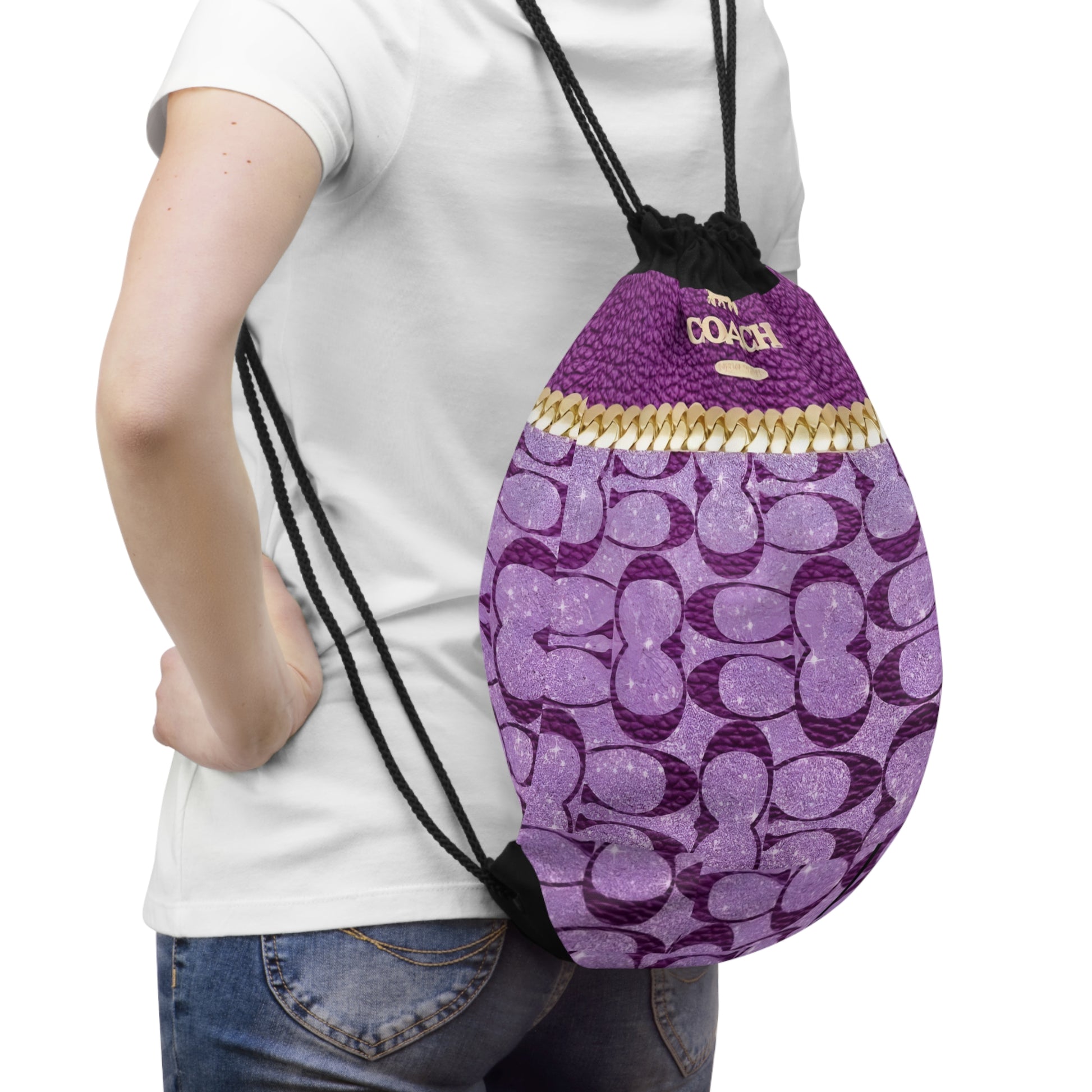 COACHY PURPLE PURSE -  Drawstring Bag Printify