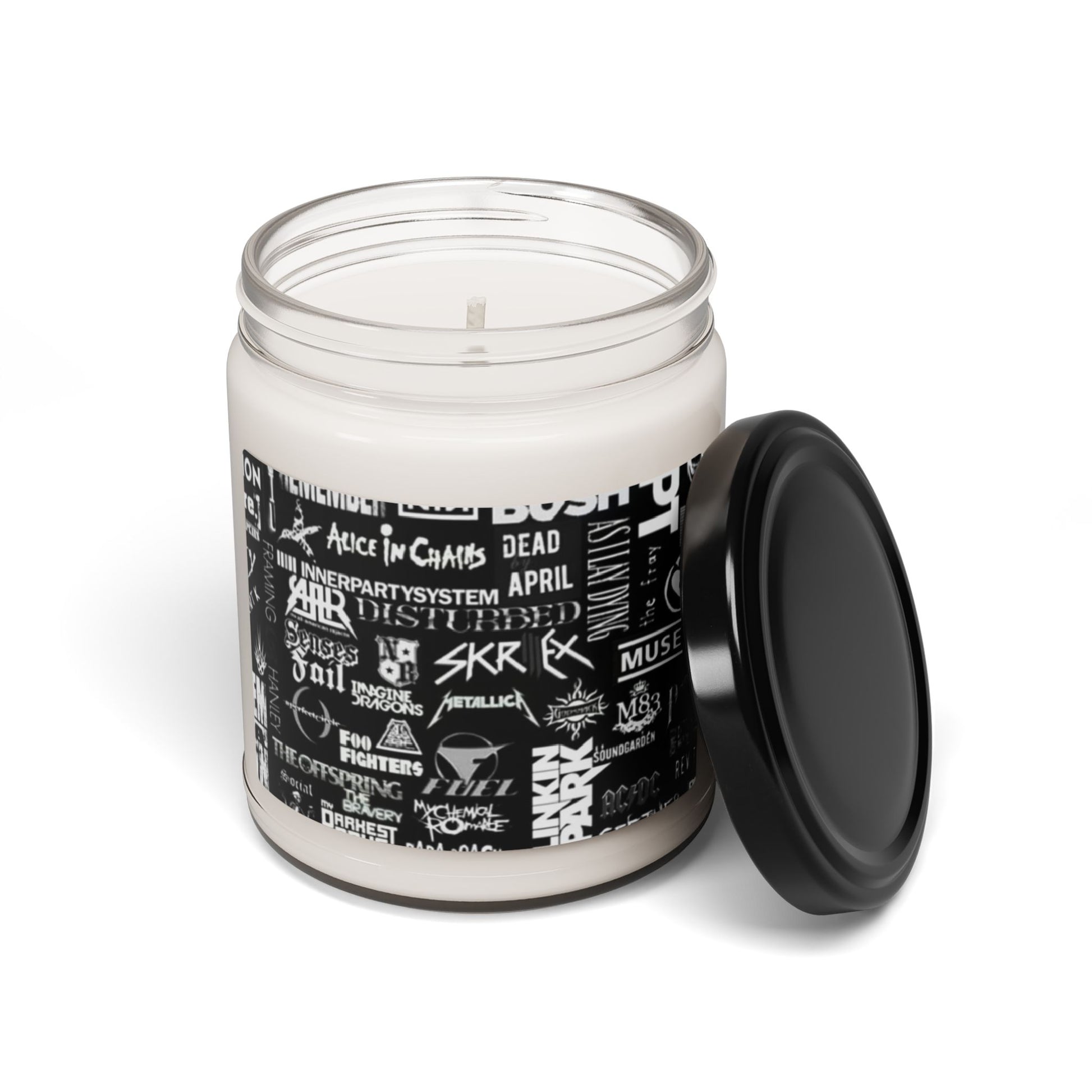 "Rock Legends Scented Candle | Alternative Metal Band Collage Jar | Music Lover's Home Decor" 9oz Printify