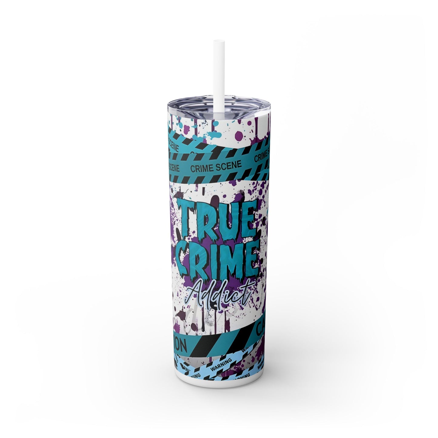 True Crime Blue - Skinny Tumbler with Straw, 20oz - Rock n Royalty Designs