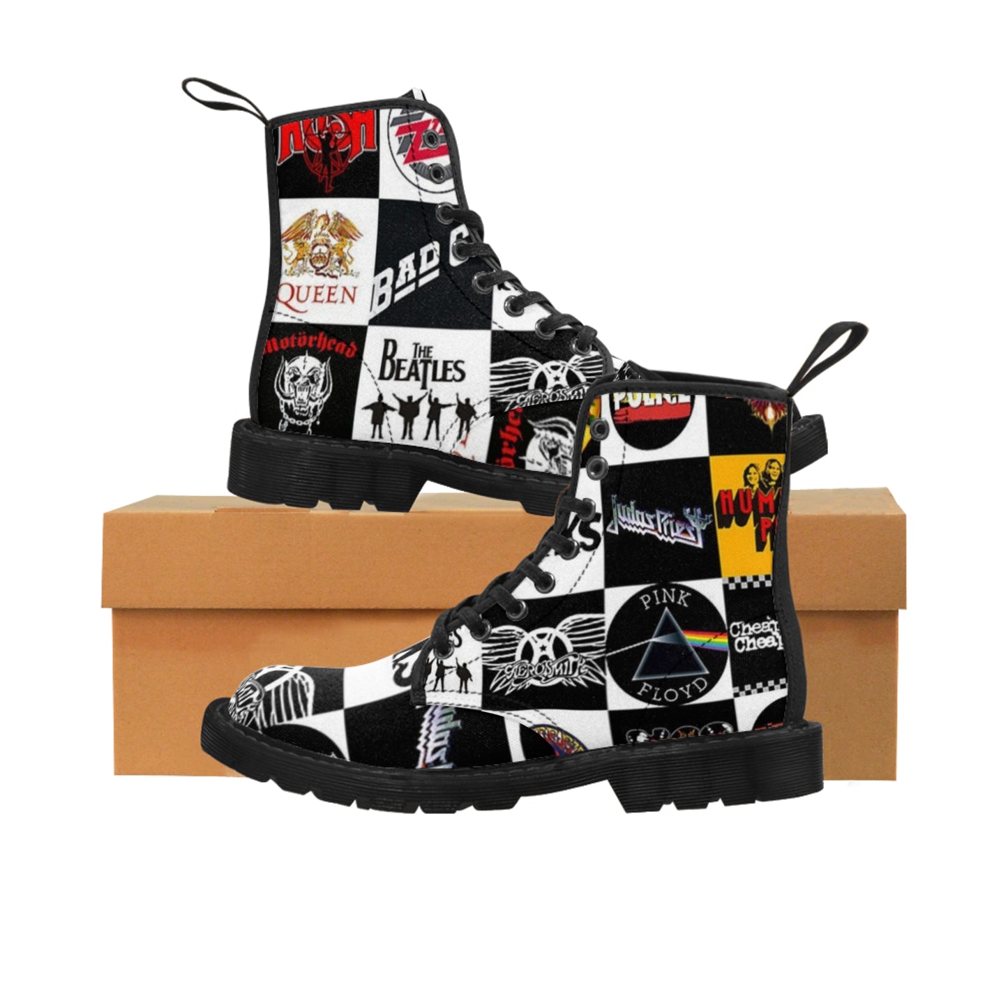 ROCK MUSIC FLAG TONGUE - Men's Canvas Boots - Rock n Royalty Designs