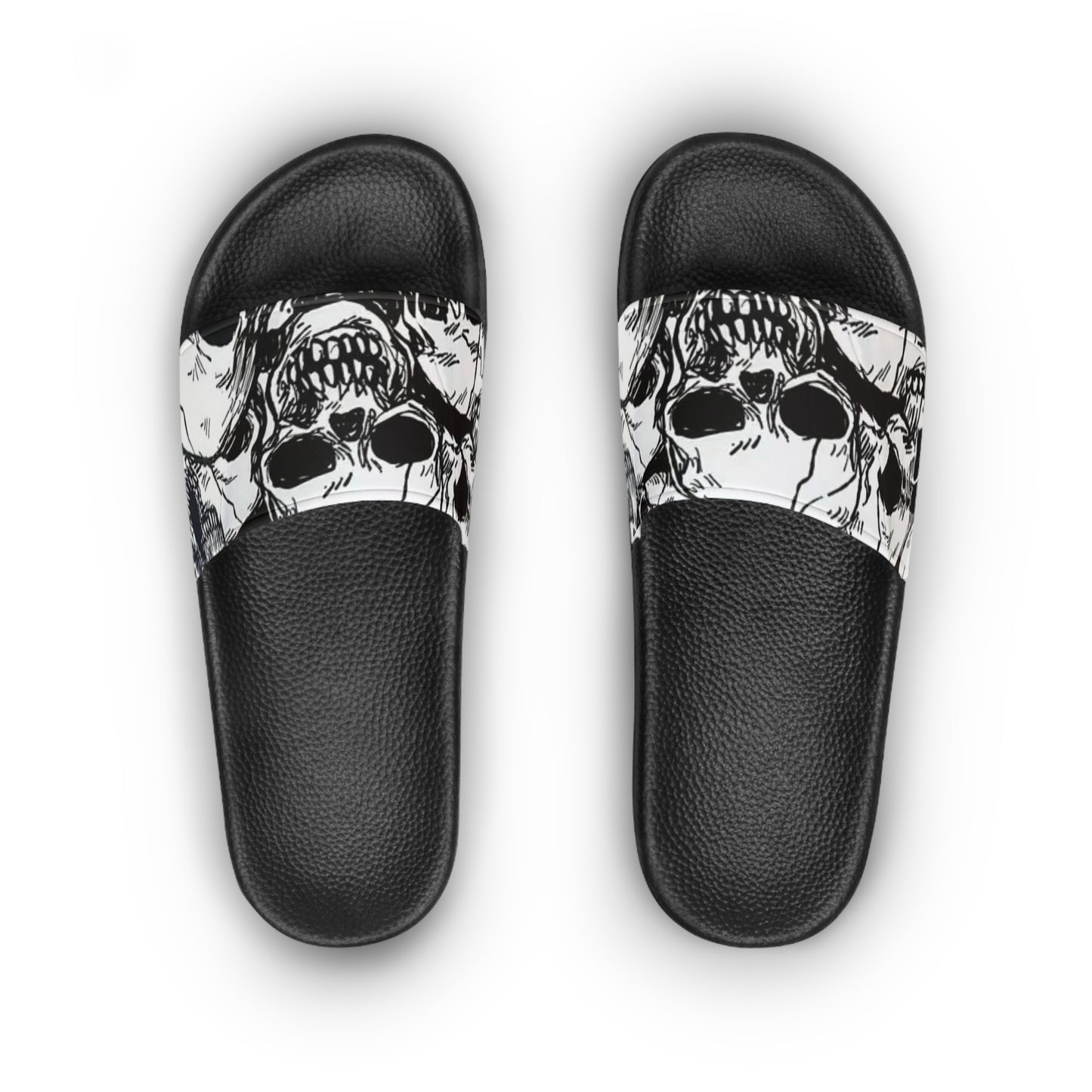 Women's Slide Skull Sandals Blk Wht - Rock n Royalty Designs