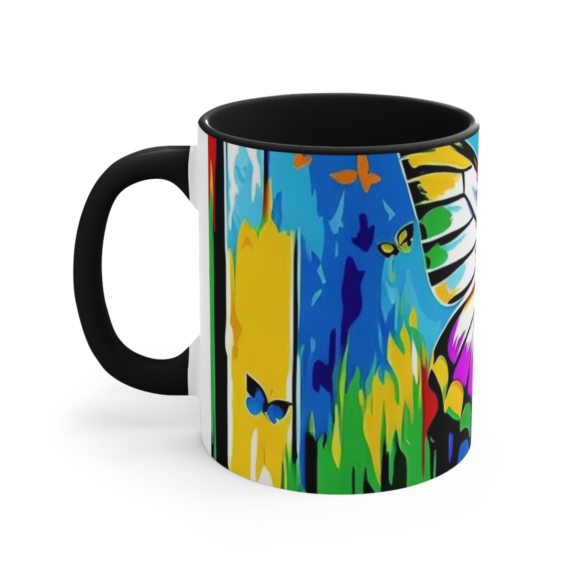 Abstact Butterfly 🦋 - Two-Tone Blk , Wht - Accent Mugs (11oz) - Rock n Royalty Designs