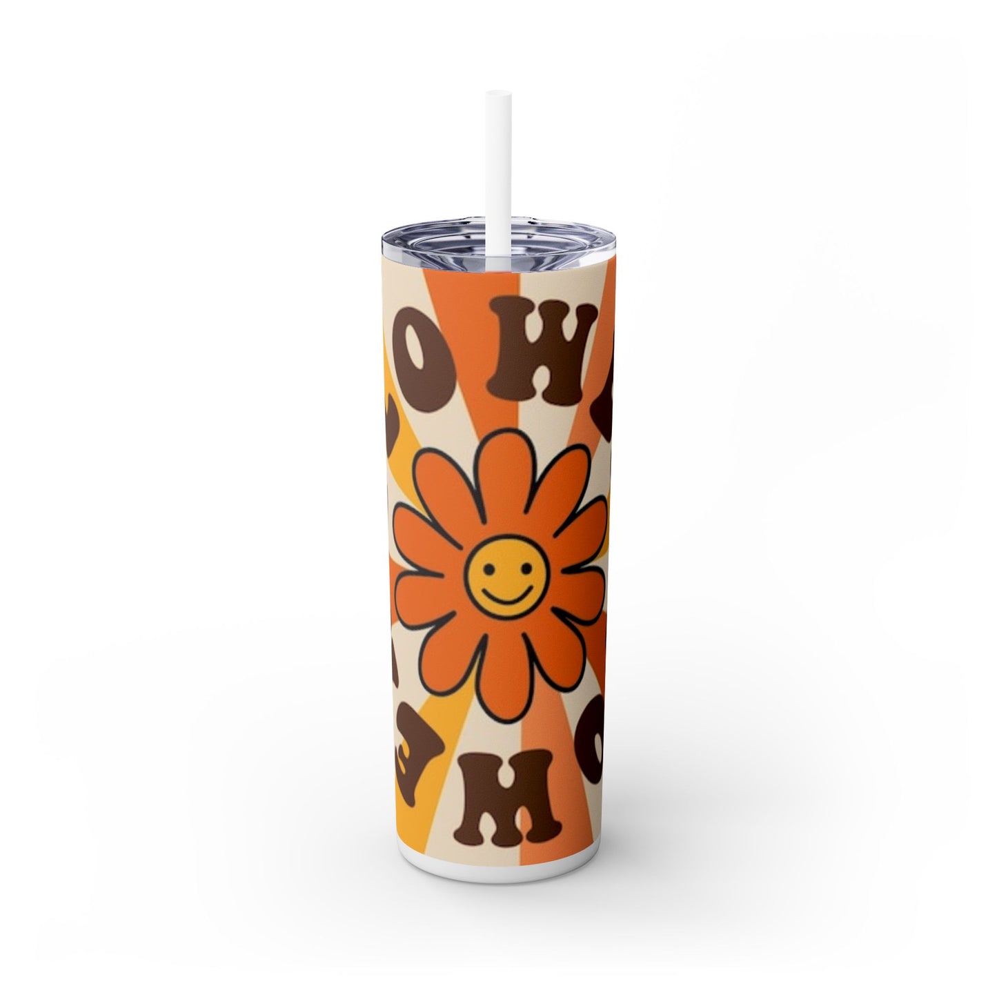 FLOWER POWER 60s -Skinny Tumbler with Straw, 20oz - Rock n Royalty Designs