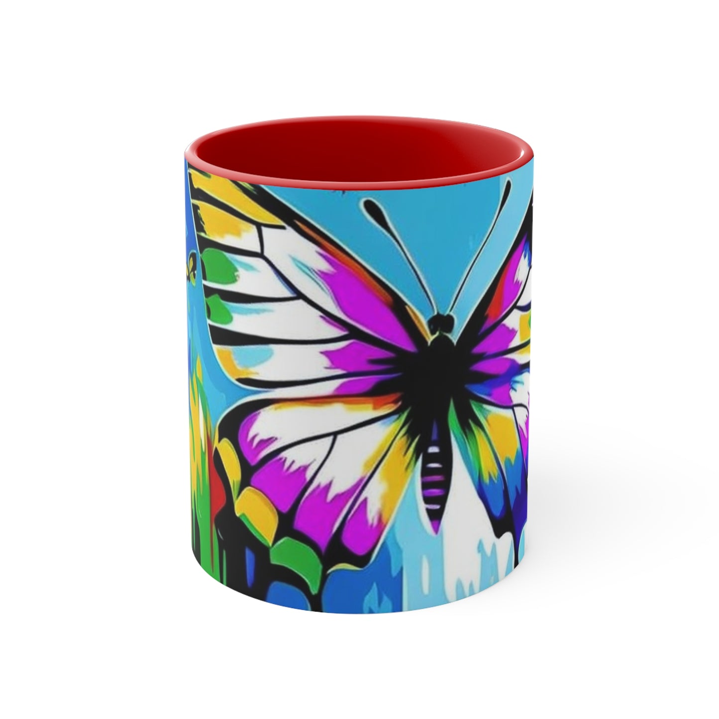 Abstact Butterfly 🦋 - Two-Tone Blk , Wht - Accent Mugs (11oz) - Rock n Royalty Designs