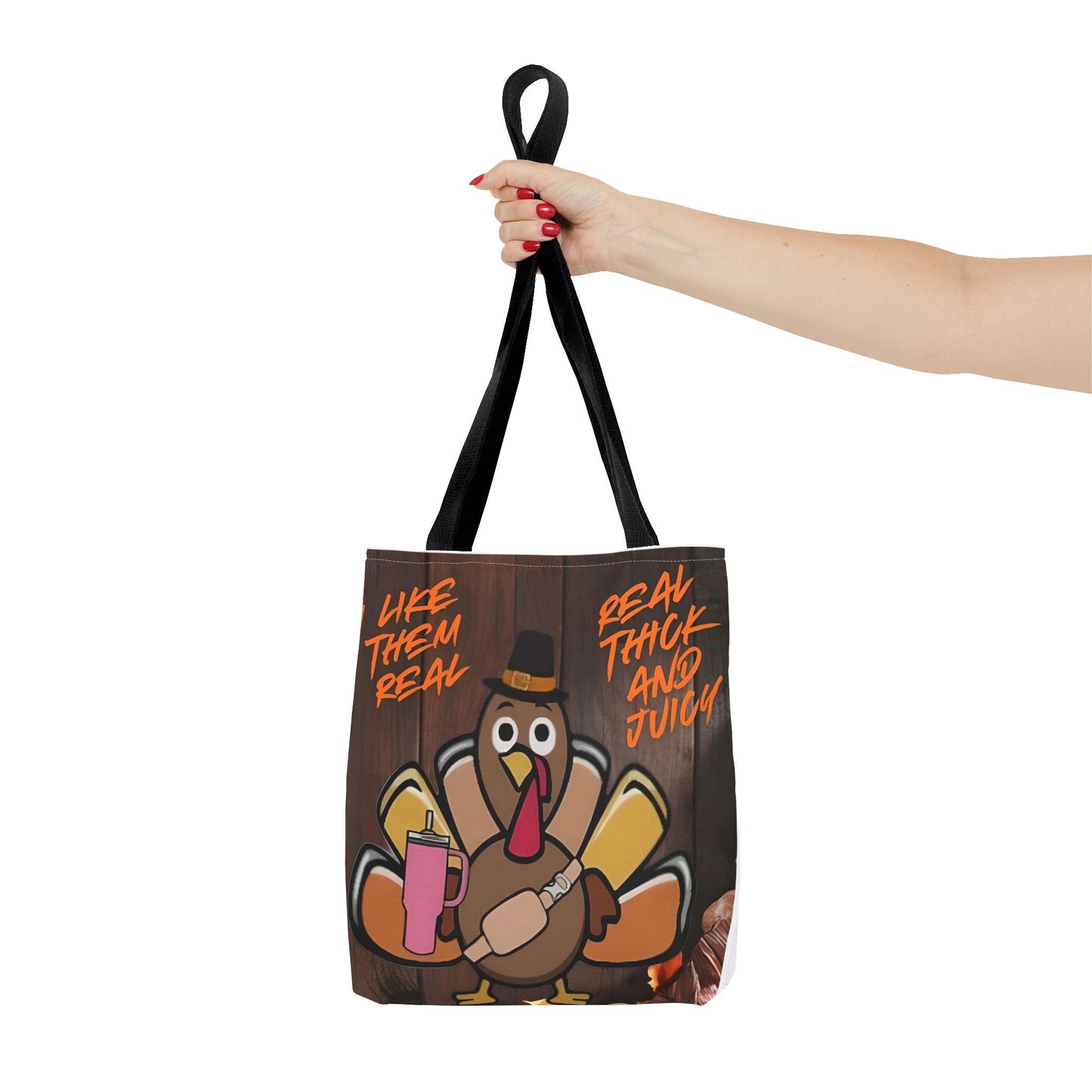 "Real Thick and Juicy Turkey Thanksgiving Tote Bag | Funny Holiday Shopping Bag" Printify