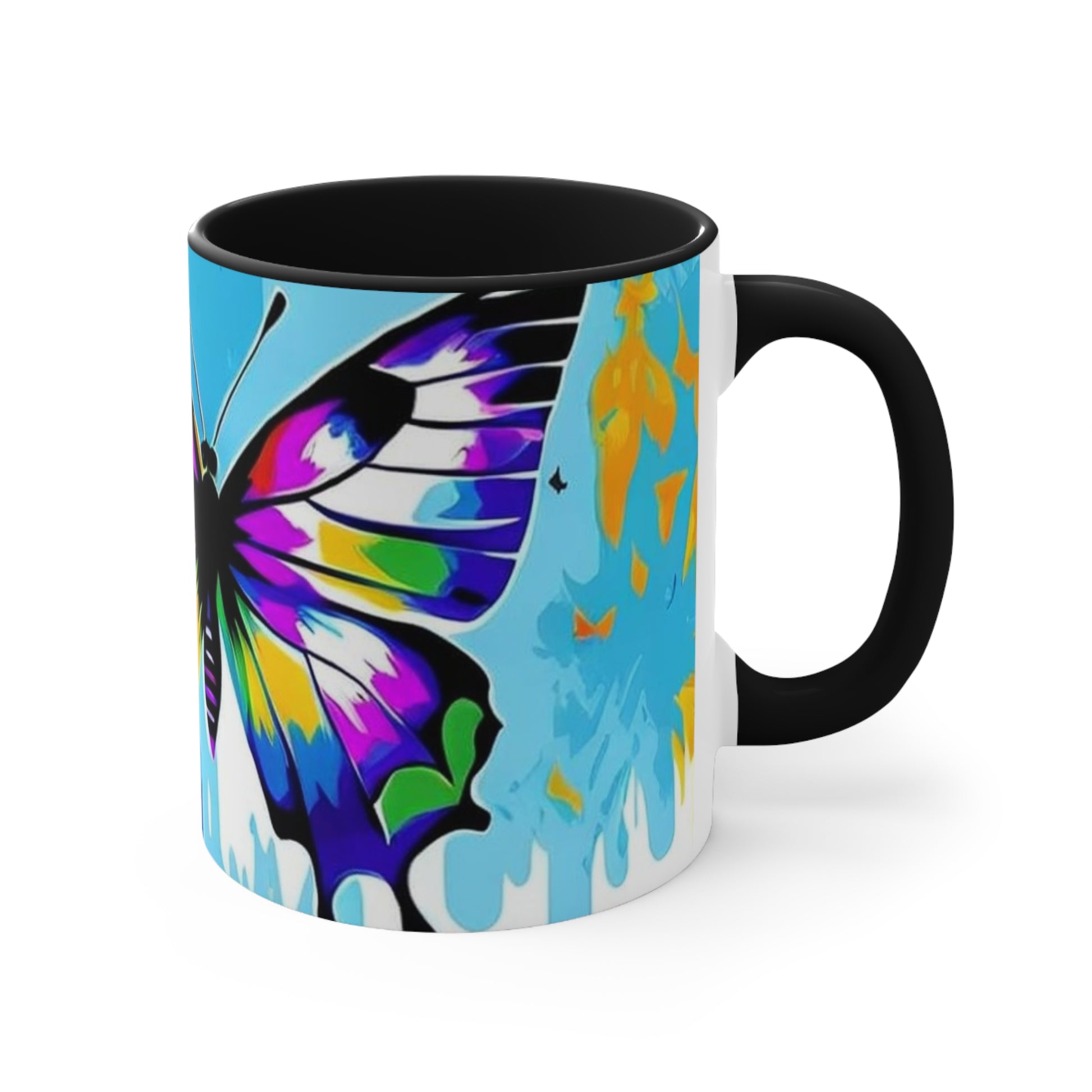 Abstact Butterfly 🦋 - Two-Tone Blk , Wht - Accent Mugs (11oz) - Rock n Royalty Designs