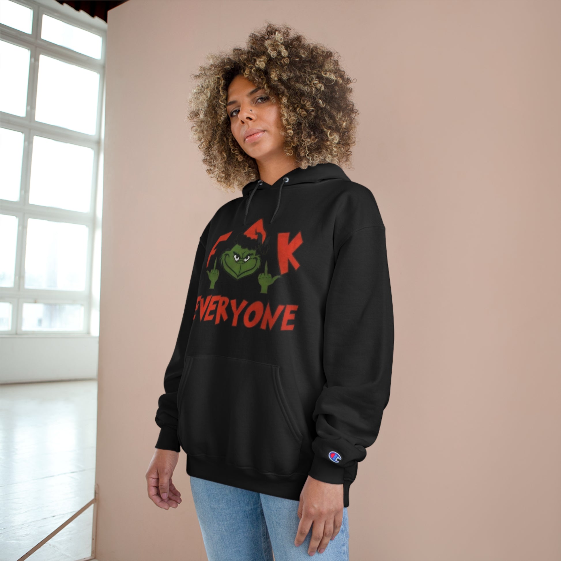 GRINCH F@CK EVERYONE Champion Hoodie Printify