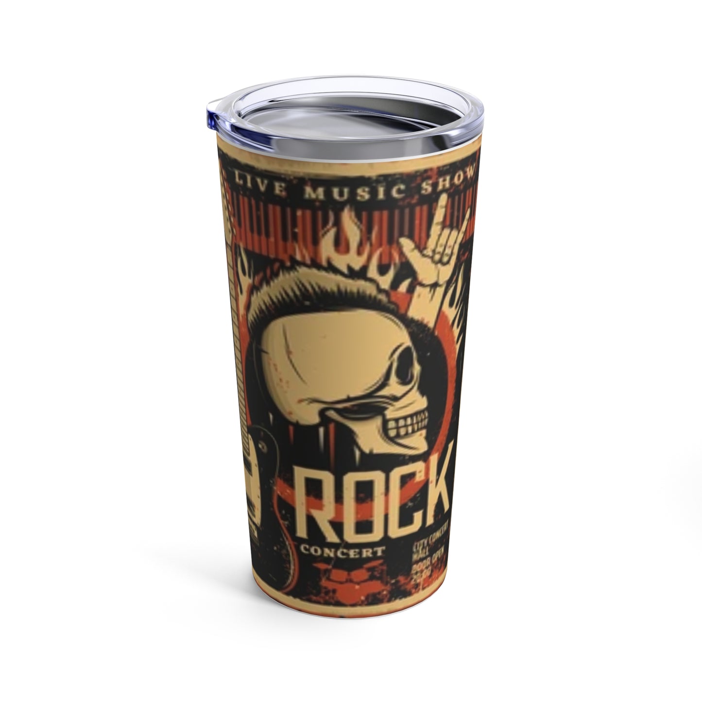 SKULL HEAD & GUITAR - Tumbler 20oz - Rock n Royalty Designs