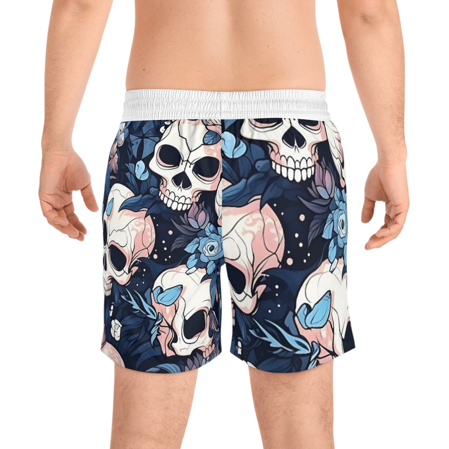 BLUE SKULL - Men's Mid-Length Swim Shorts (AOP) - Rock n Royalty Designs