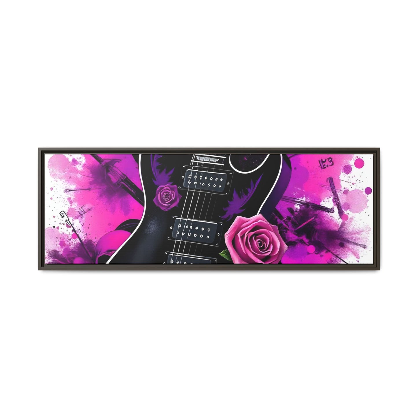 Canvas Art Print 1 of 4 - VIBRAINT Purple Guitar with Skulls and Pink Roses - Rock n Royalty Designs