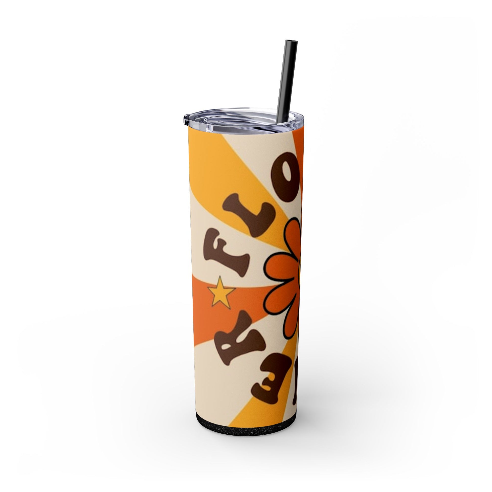 FLOWER POWER 60s -Skinny Tumbler with Straw, 20oz - Rock n Royalty Designs