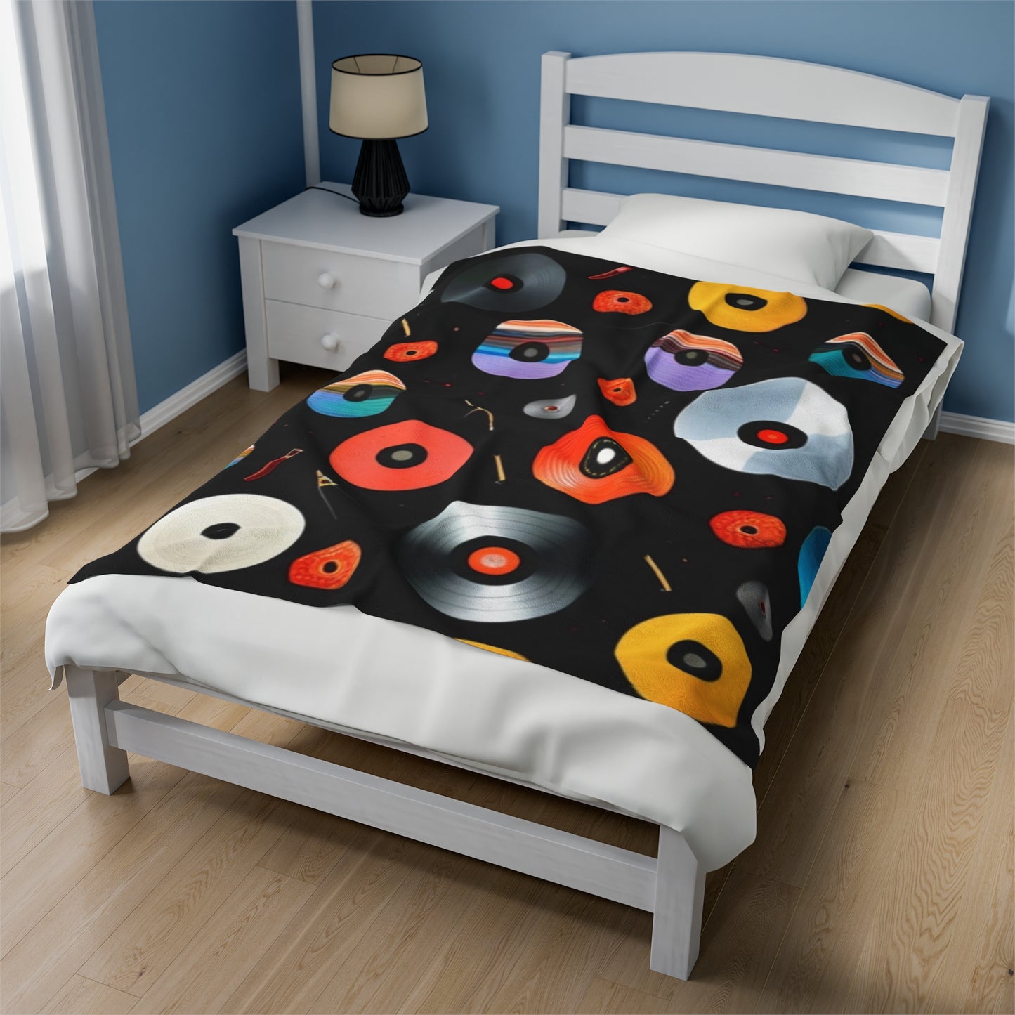 Old School Vinyl Record & CD - Plush Blanket Printify