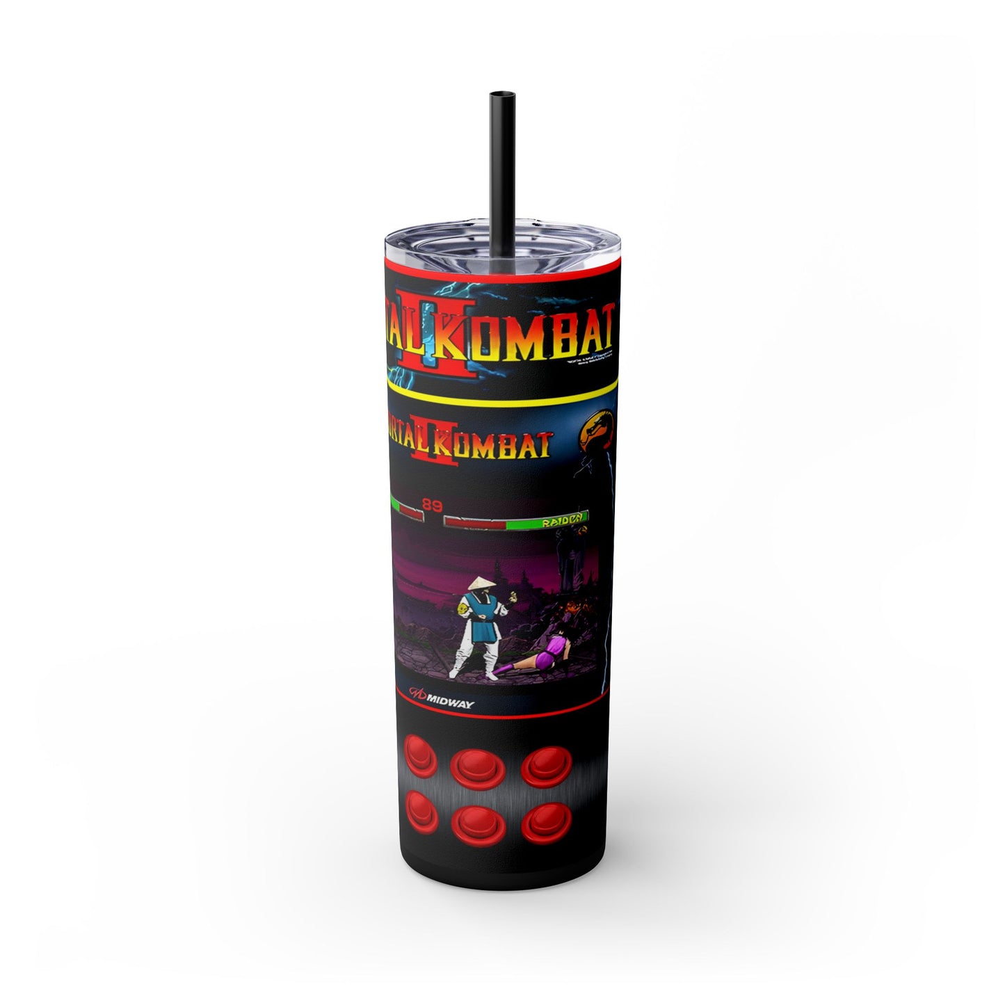 MORTAL KOMBAT ARCADE GAME - Skinny Tumbler with Straw, 20oz - Rock n Royalty Designs