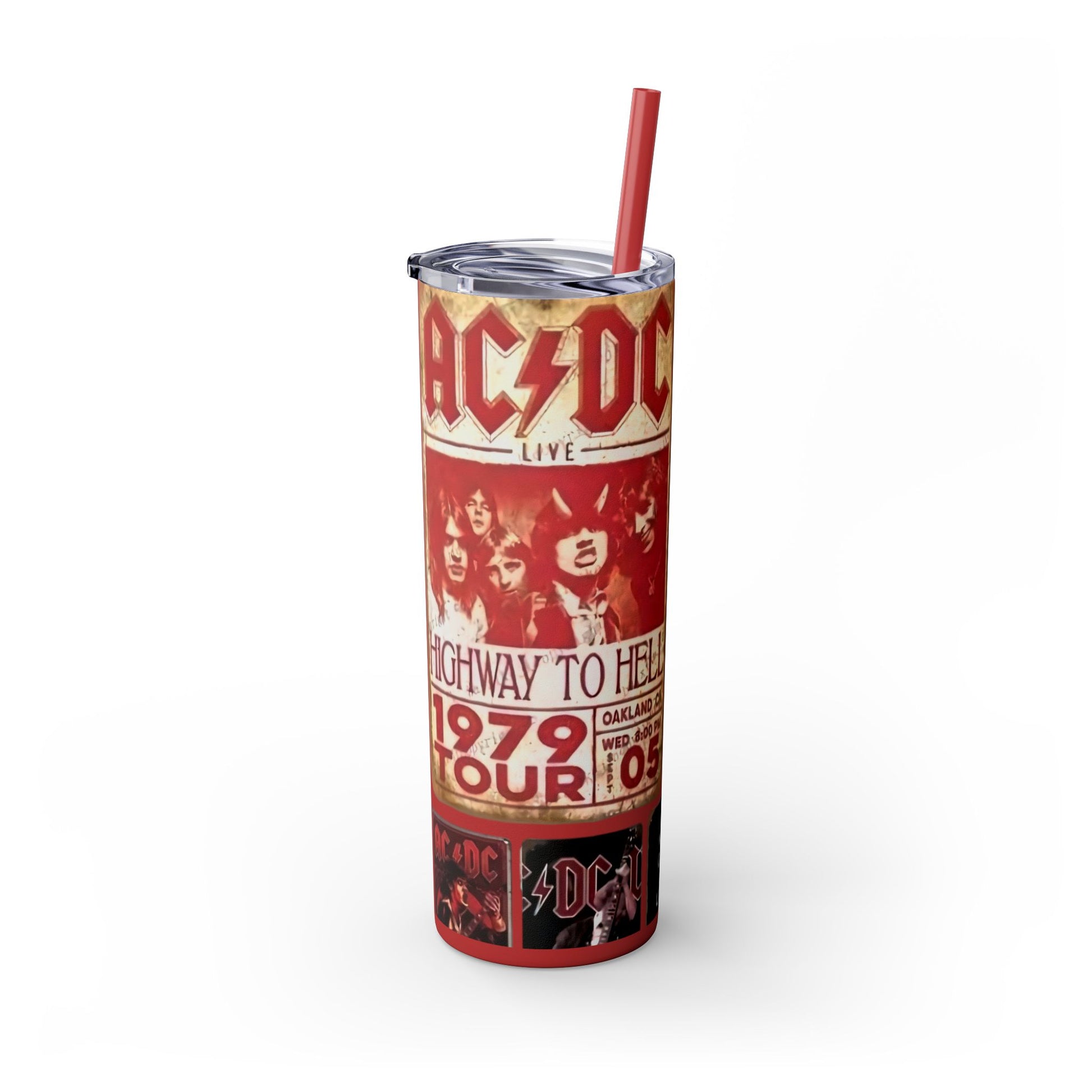 AC/DC ALBUMS - Skinny Tumbler with Straw, 20oz - Rock n Royalty Designs