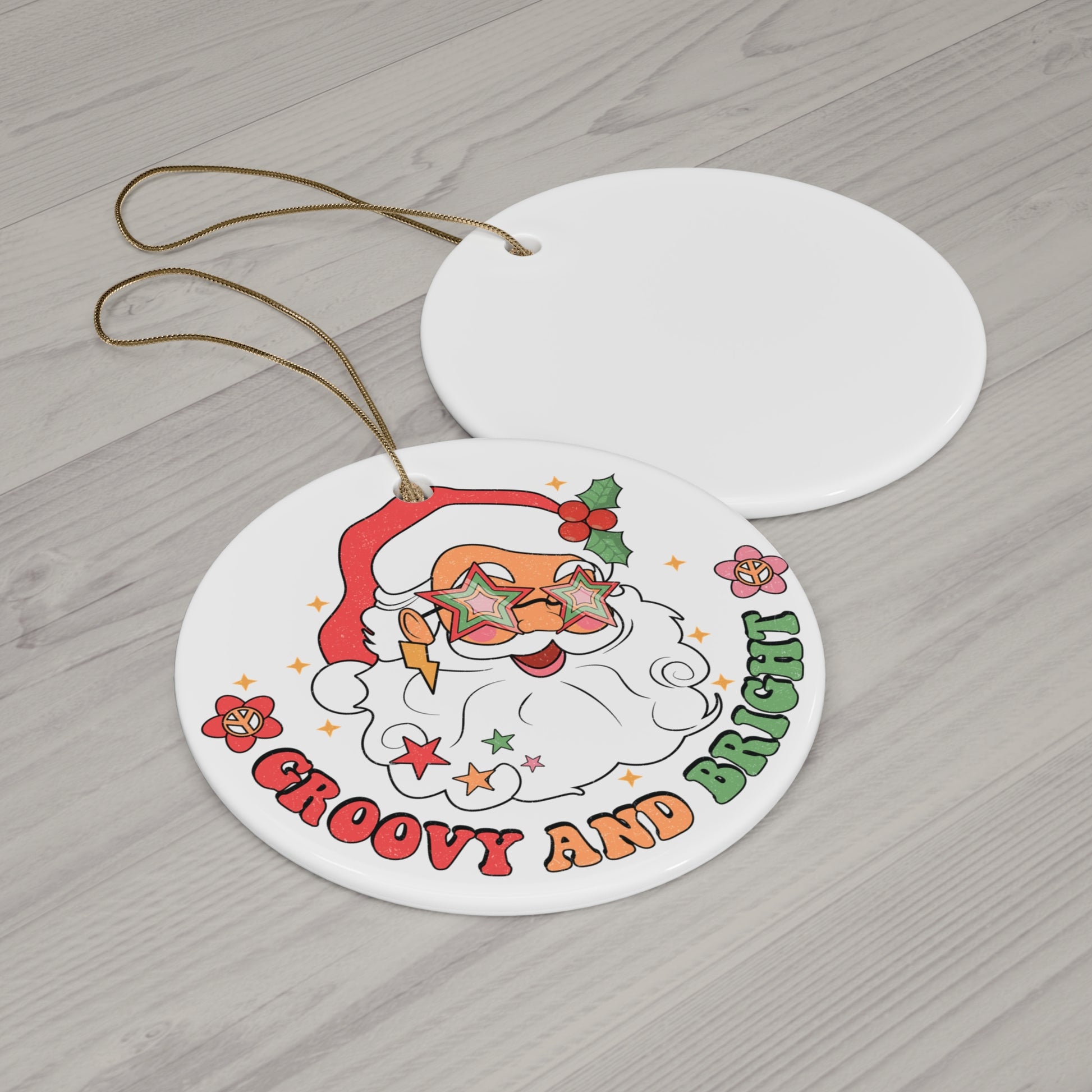 Santa - Groovy and Bright - Ceramic Ornament Printify