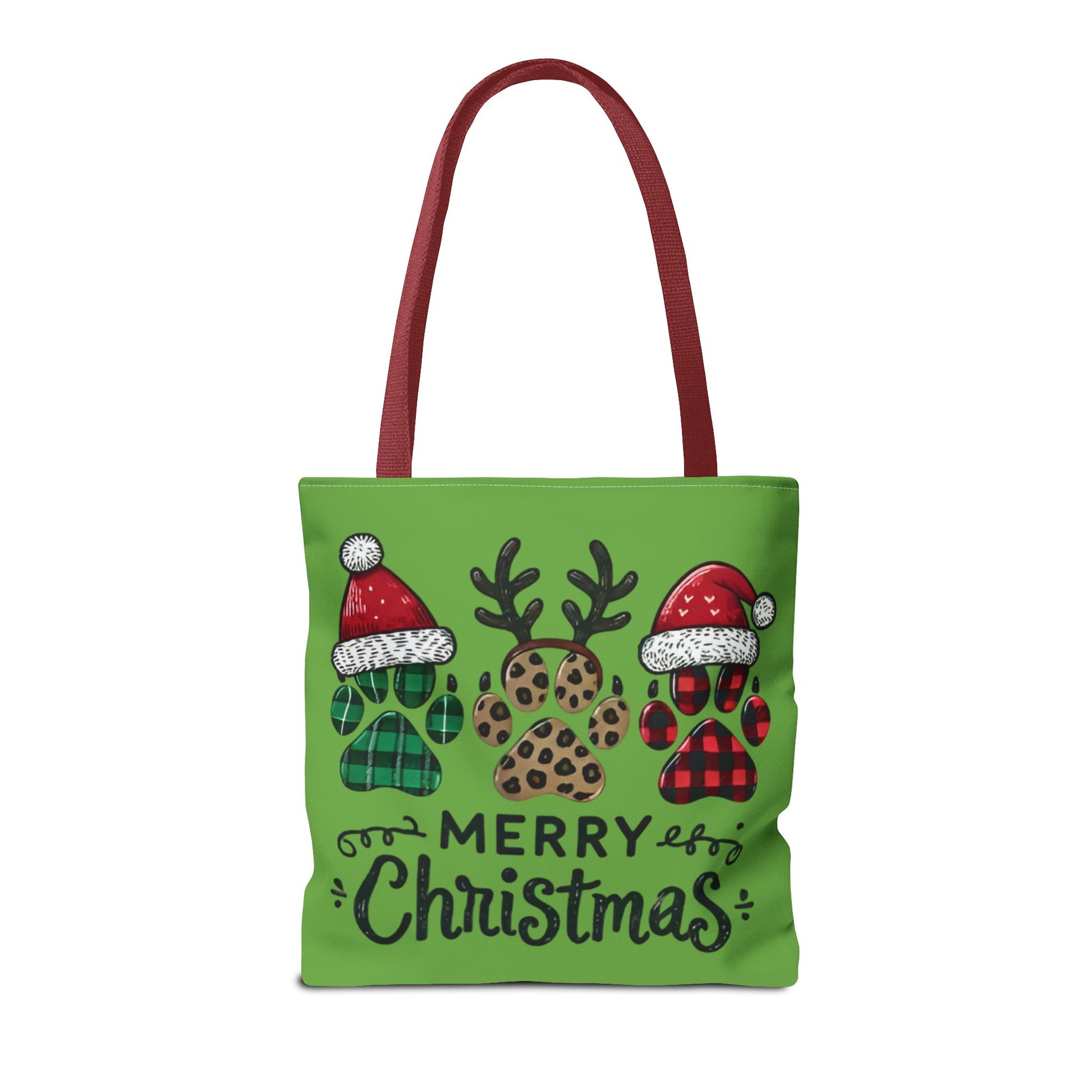 "Merry Doggie Christmas: Festive Paw Print Tote Bag for Dog Lovers" Printify