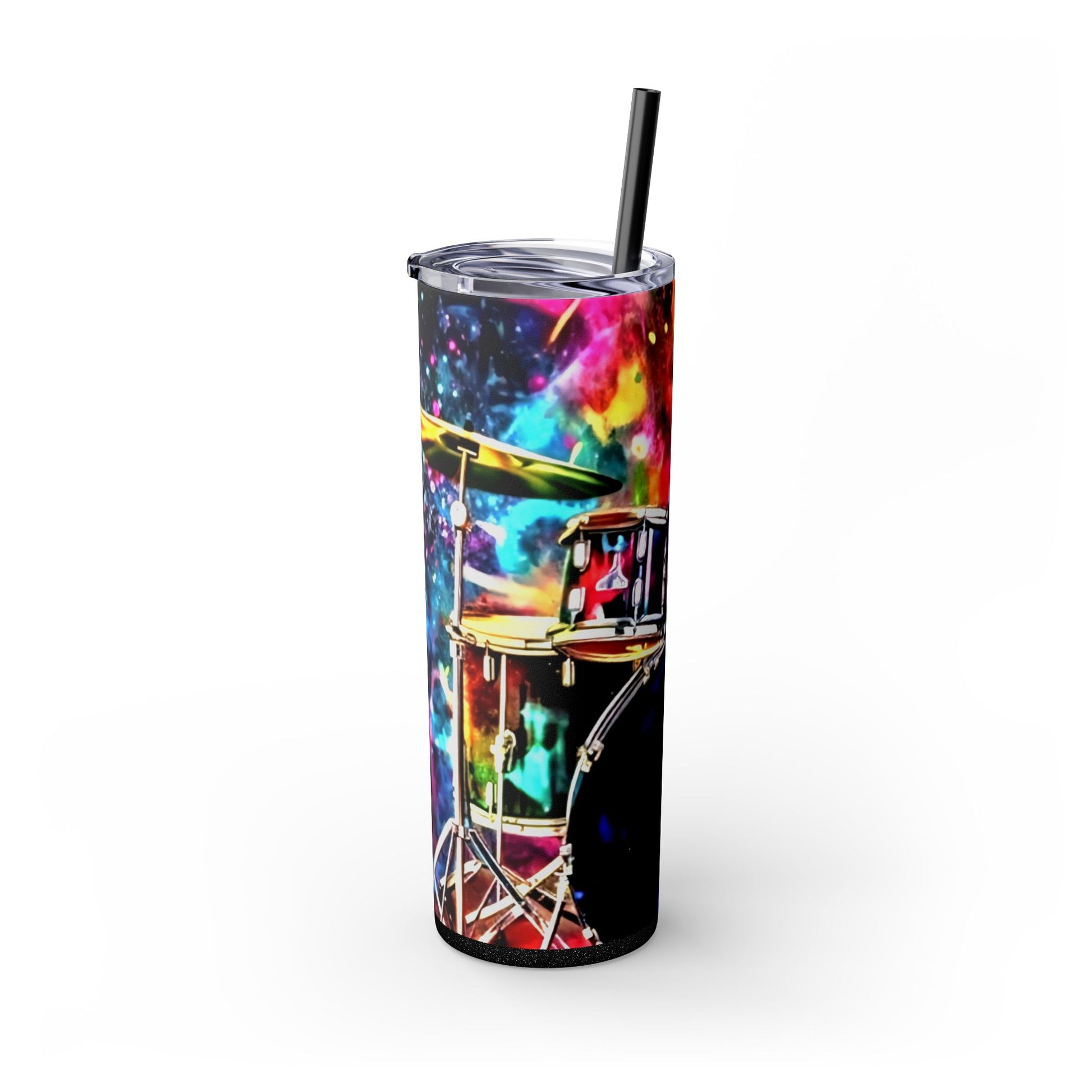 VIVID DRUMSET  Skinny Tumbler with Straw, 20oz Printify