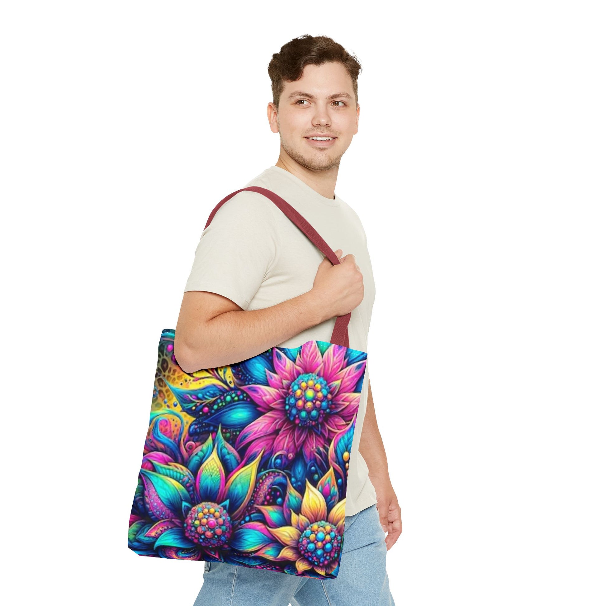 THREE BRIGHT FLOWER DESIGNS - Tote Bag (AOP) - Rock n Royalty Designs