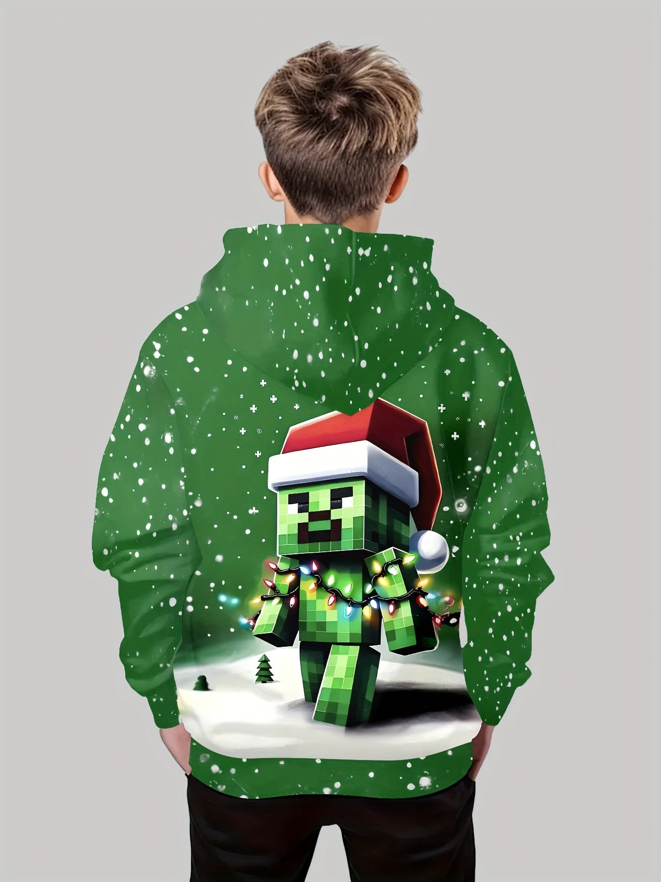 Boys' RoBlox Christmas Hoodie with Pixel Print - Rock n Royalty Designs