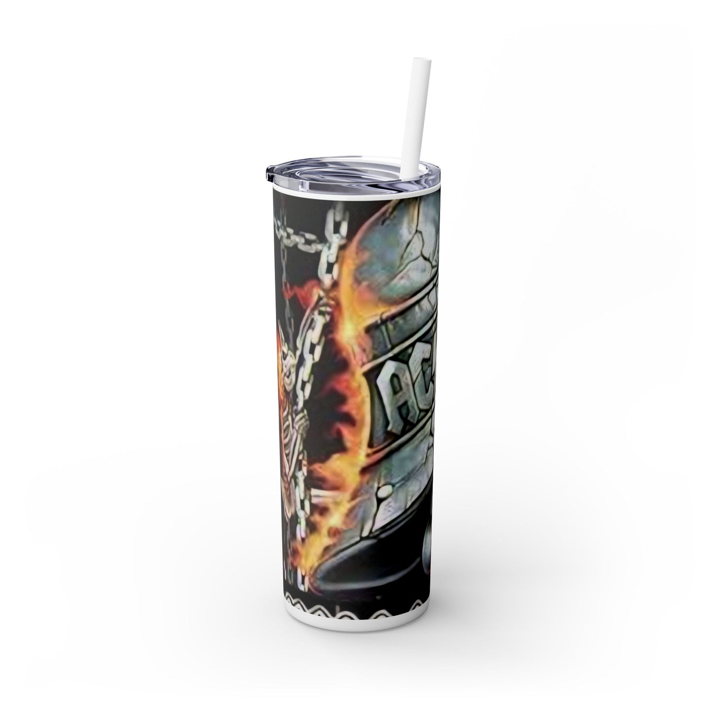 AC/DC HELLS BELLS-- Skinny Tumbler with Straw, 20oz - Rock n Royalty Designs