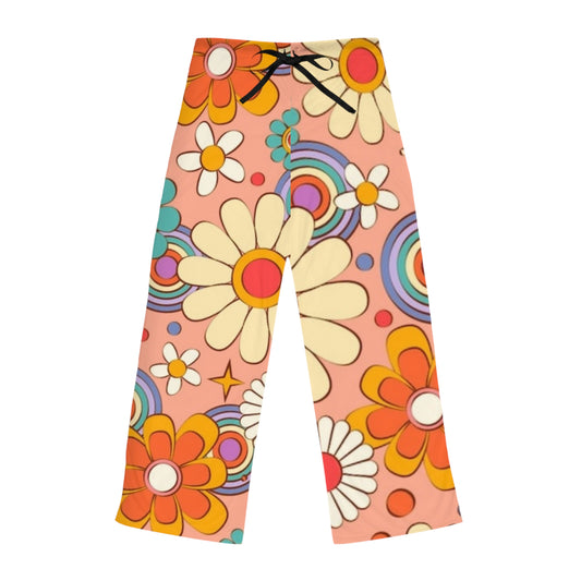 70s Orange Flowers - Women's Pajama Pants (AOP) - Rock n Royalty Designs