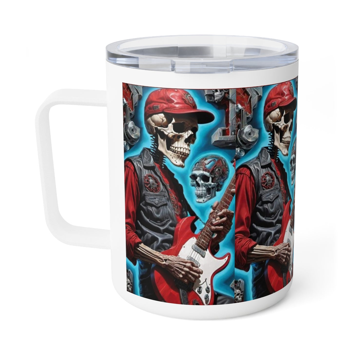 SKULL GUITAR - Insulated Coffee Mug, 10oz - Rock n Royalty Designs