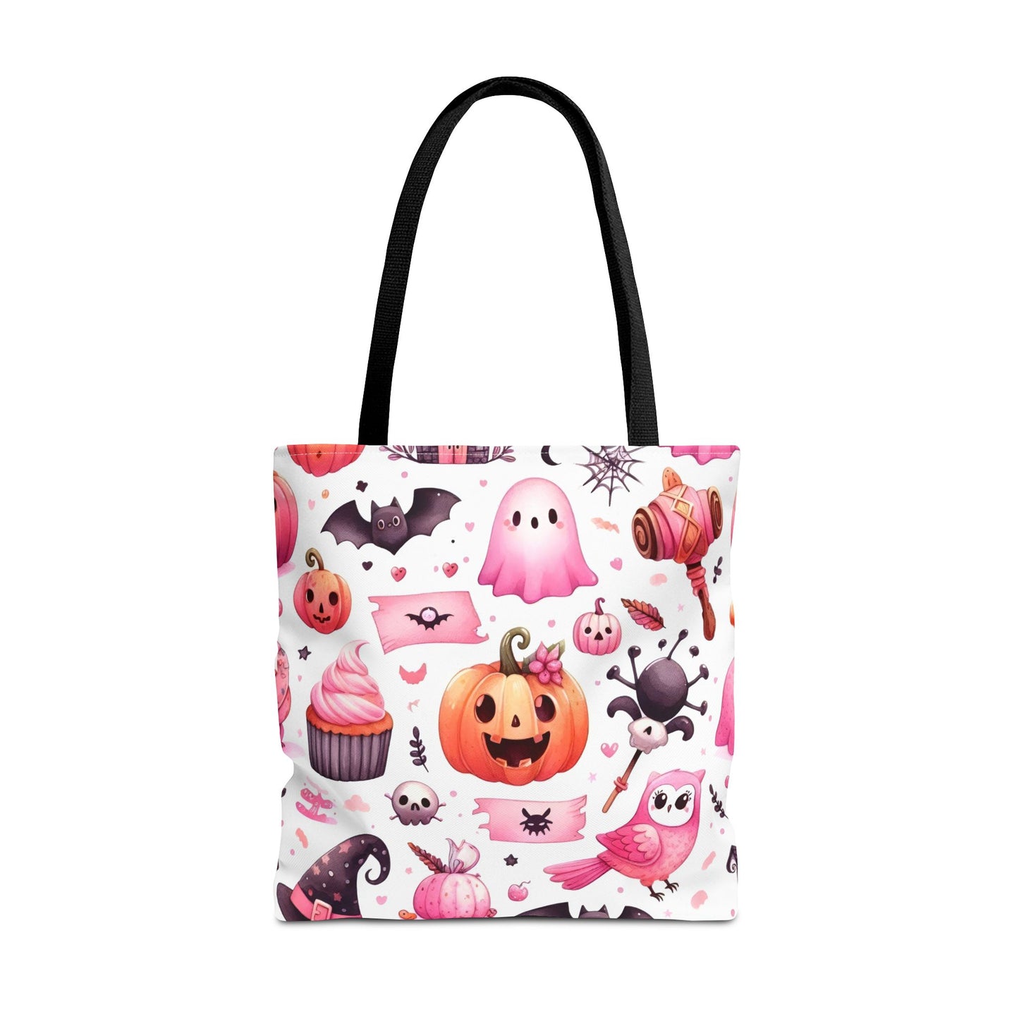 "Kawaii Halloween Tote Bag - Cute Ghost, Pumpkin & Spooky Treats Design" Printify