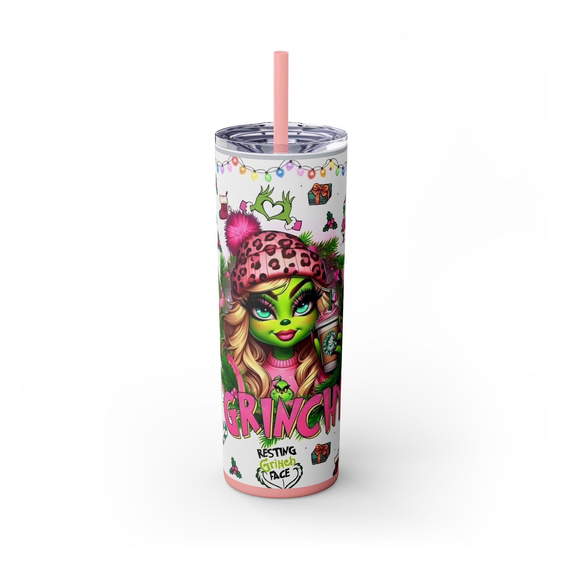 MISS GRINCH A Skinny Tumbler with Straw, 20oz Printify