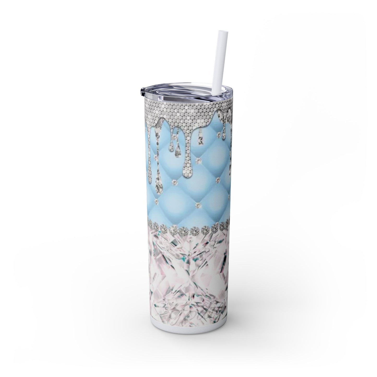 Tiff Purse Blue - Skinny Tumbler with Straw, 20oz - Rock n Royalty Designs