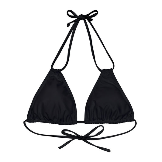 BLACK Strappy Triangle Bikini Top (AOP) - Rock n Royalty Designs