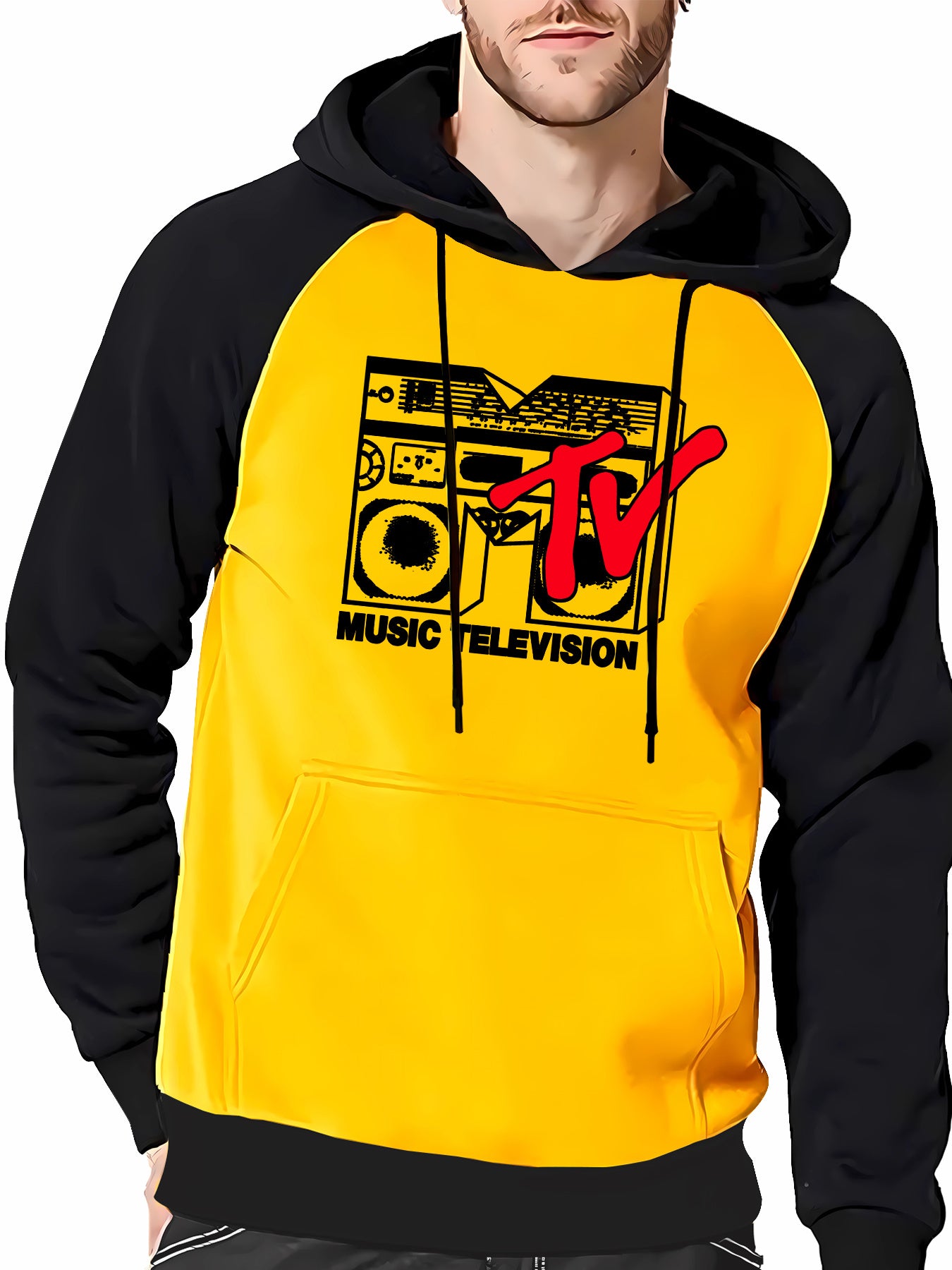 Cool Music-Telivision - MTV 2-Tone- Print Hoodie - Rock n Royalty Designs