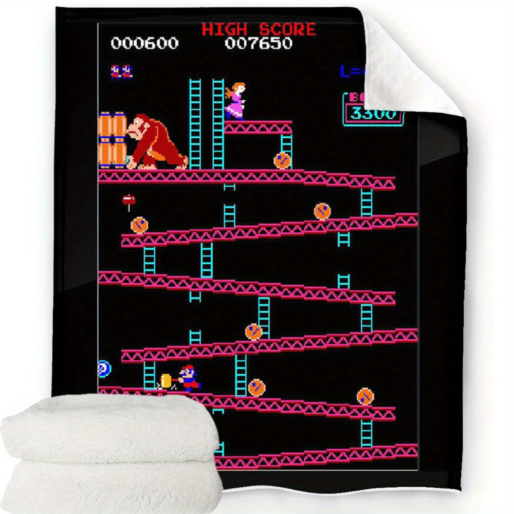 Classic DonkeyKong Polyester Blanket - Retro Gaming Design - Rock n Royalty Designs