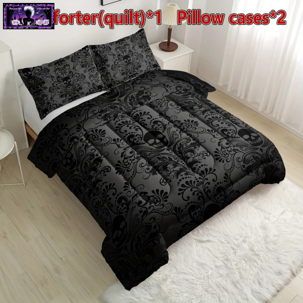 Black Skull Pattern Quilt Set - Rock n Royalty Designs