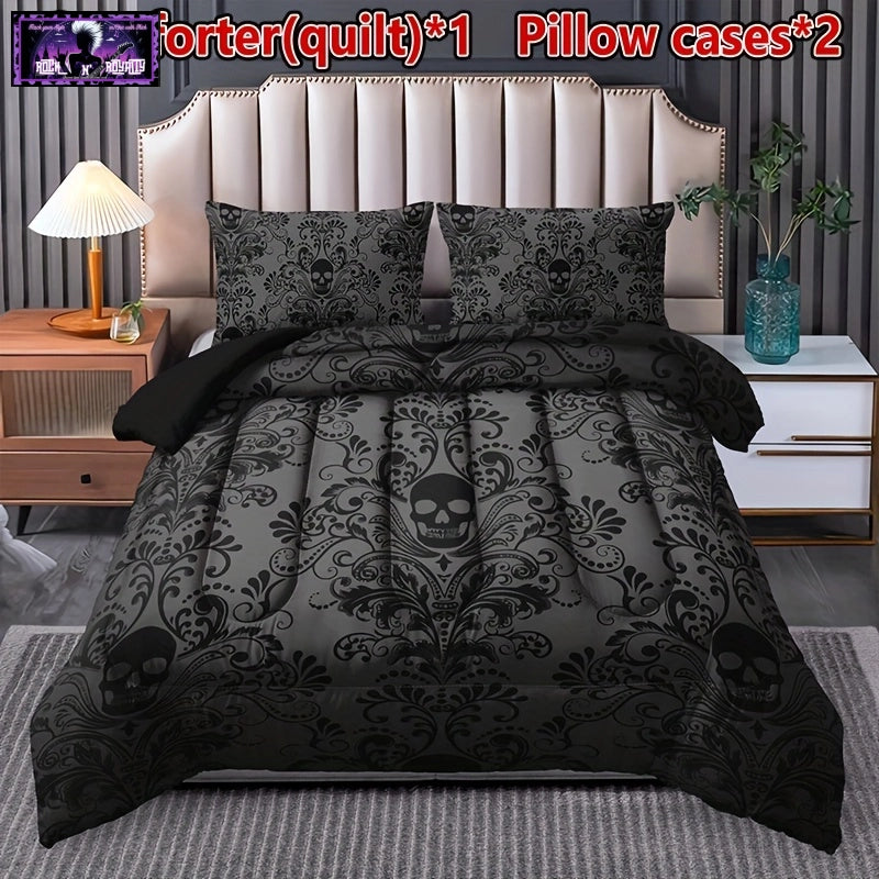 Black Skull Pattern Quilt Set - Rock n Royalty Designs