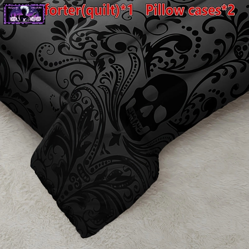 Black Skull Pattern Quilt Set - Rock n Royalty Designs