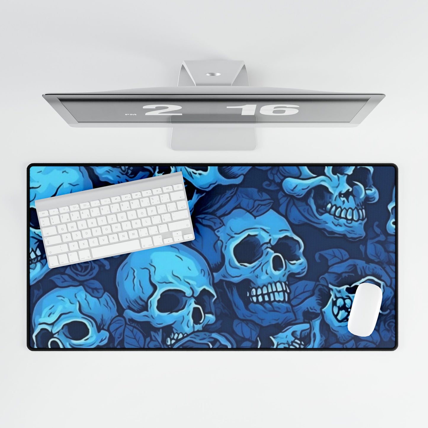 BRIGHT BLUE SKULLS - Desk Mats - Rock n Royalty Designs