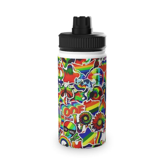 RAINBOW STICKER - Stainless Steel Water Bottle, Sports Lid - Rock n Royalty Designs