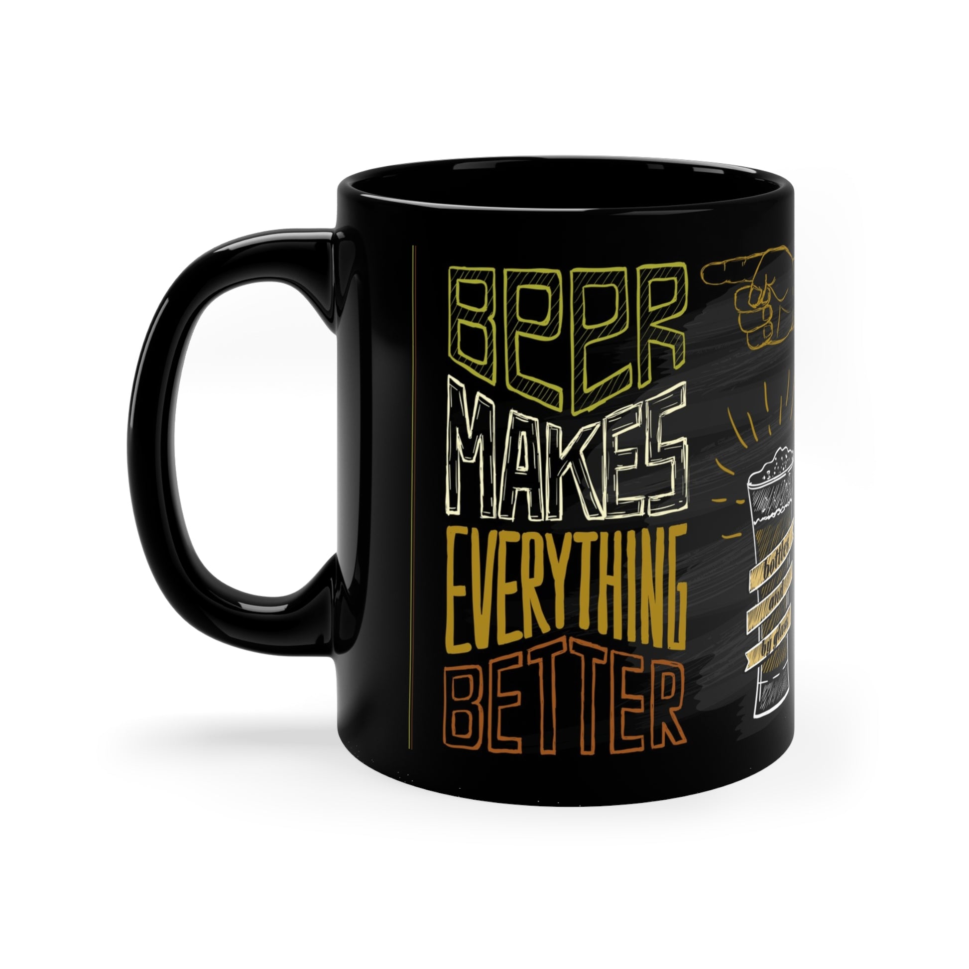 Beer Bar Black Coffee Mug, 11oz - Rock n Royalty Designs