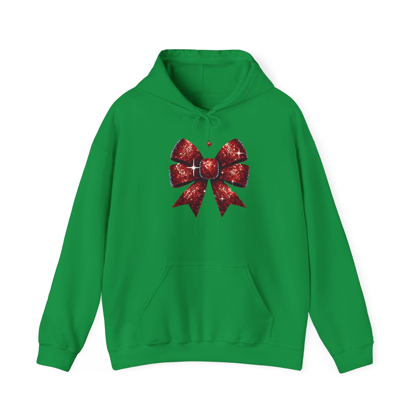 "Red Glitter Bow Hoodie | Christmas Holiday Sweatshirt" Printify