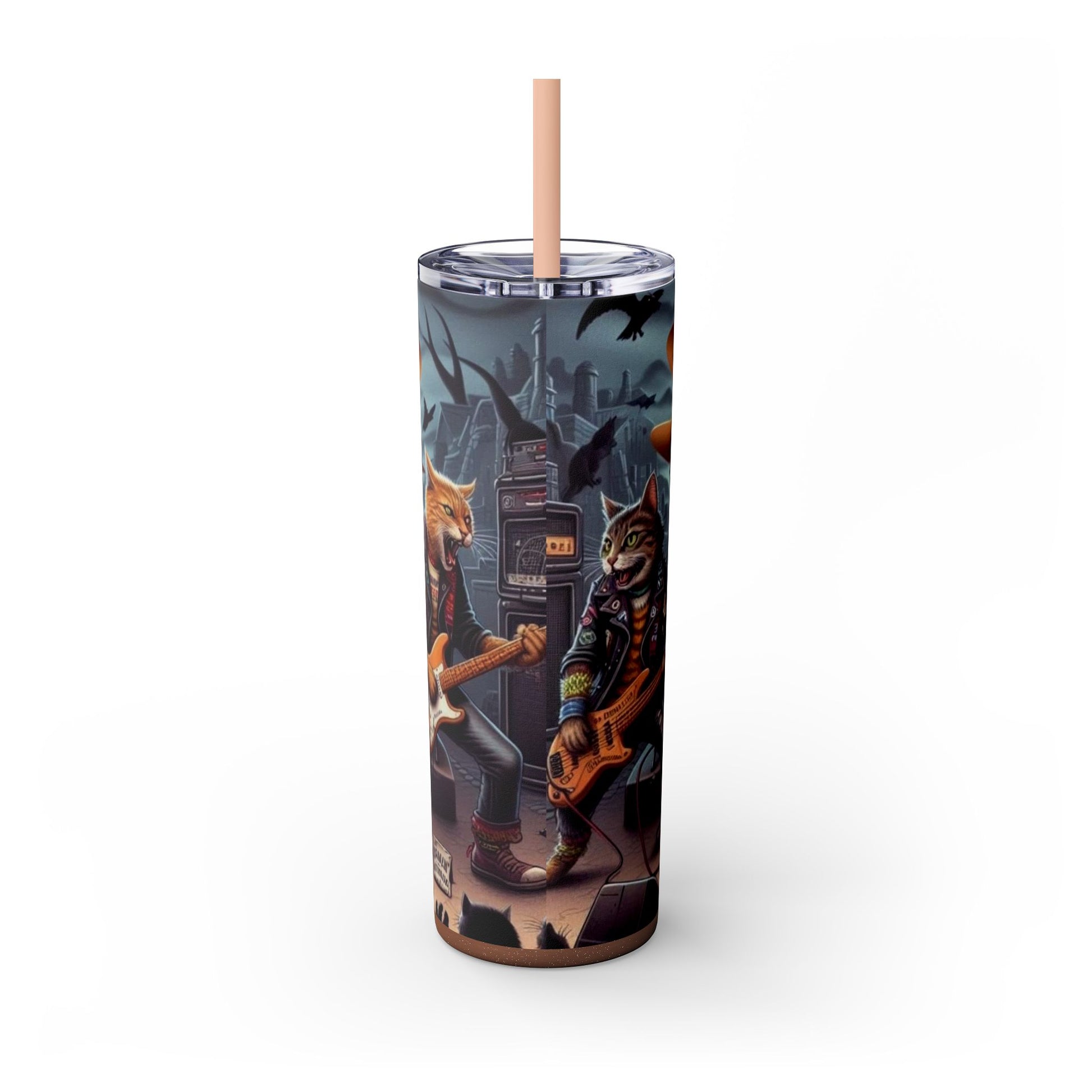 The Cats are Stray -  Skinny Tumbler with Straw, 20oz Printify