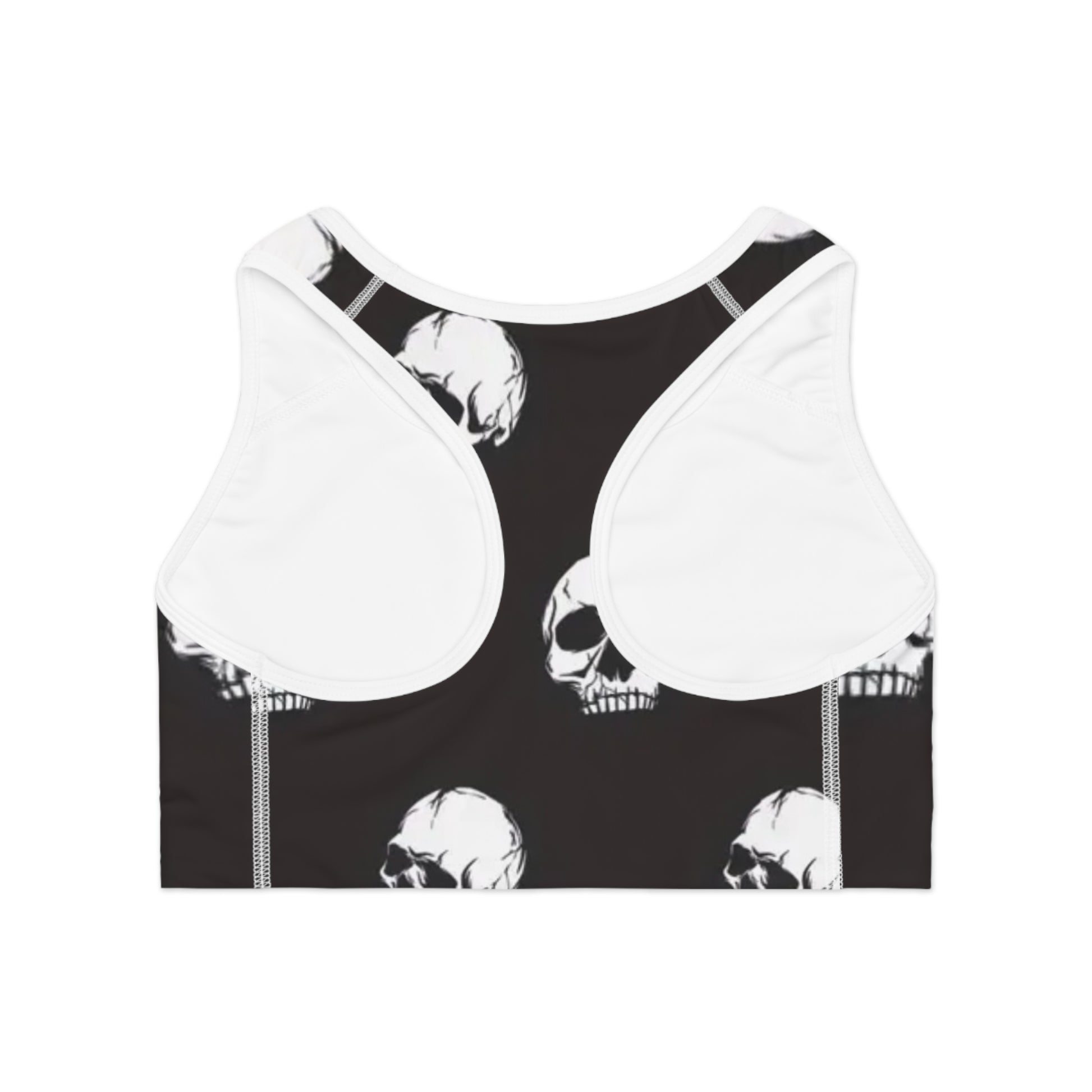 SKULL BLACK & WHITE - Sports Bra (AOP) - Rock n Royalty Designs