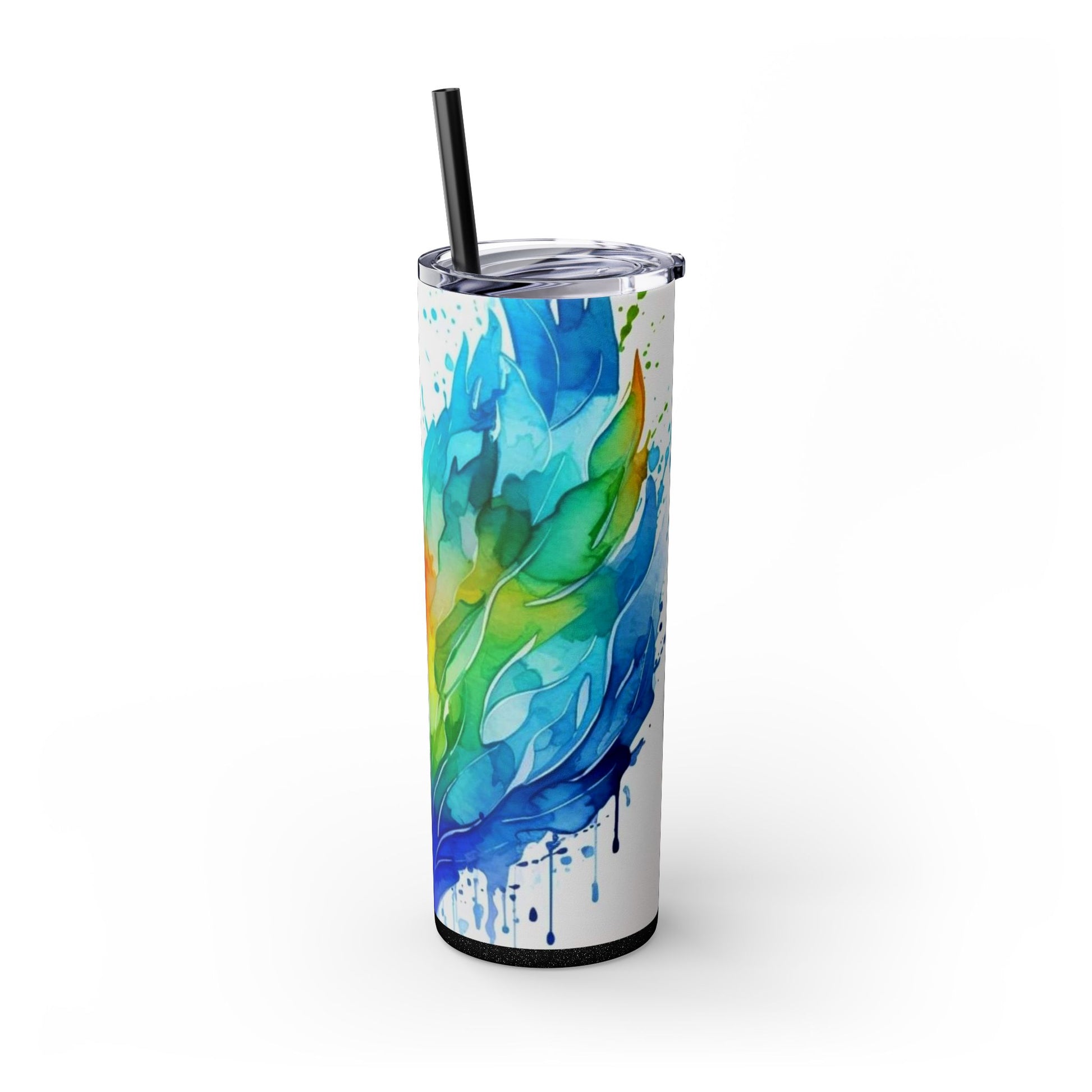 Rainbow Wngs -Skinny Tumbler with Straw, 20oz - Rock n Royalty Designs