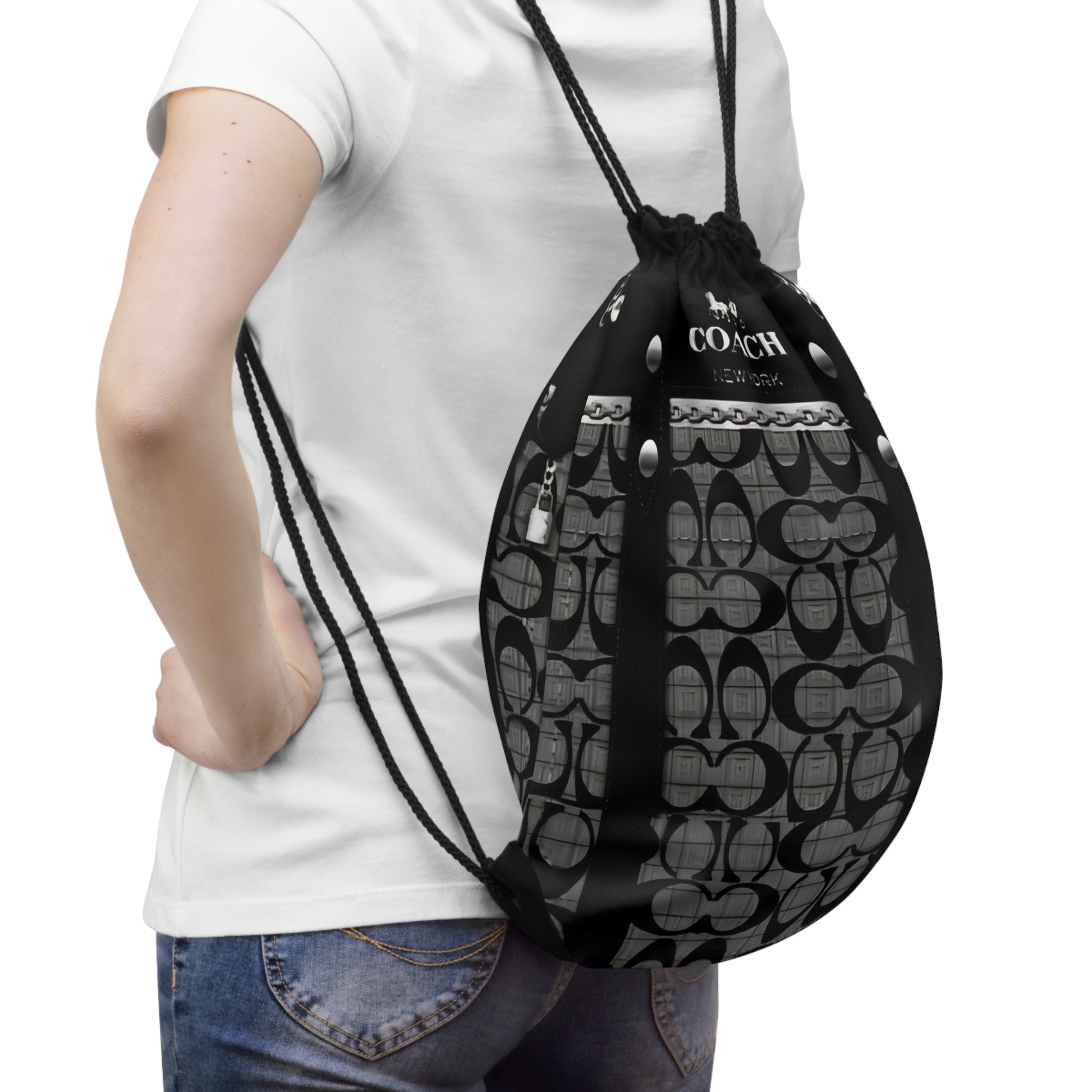 COACHY BLACK & GREY -  Drawstring Bag Printify