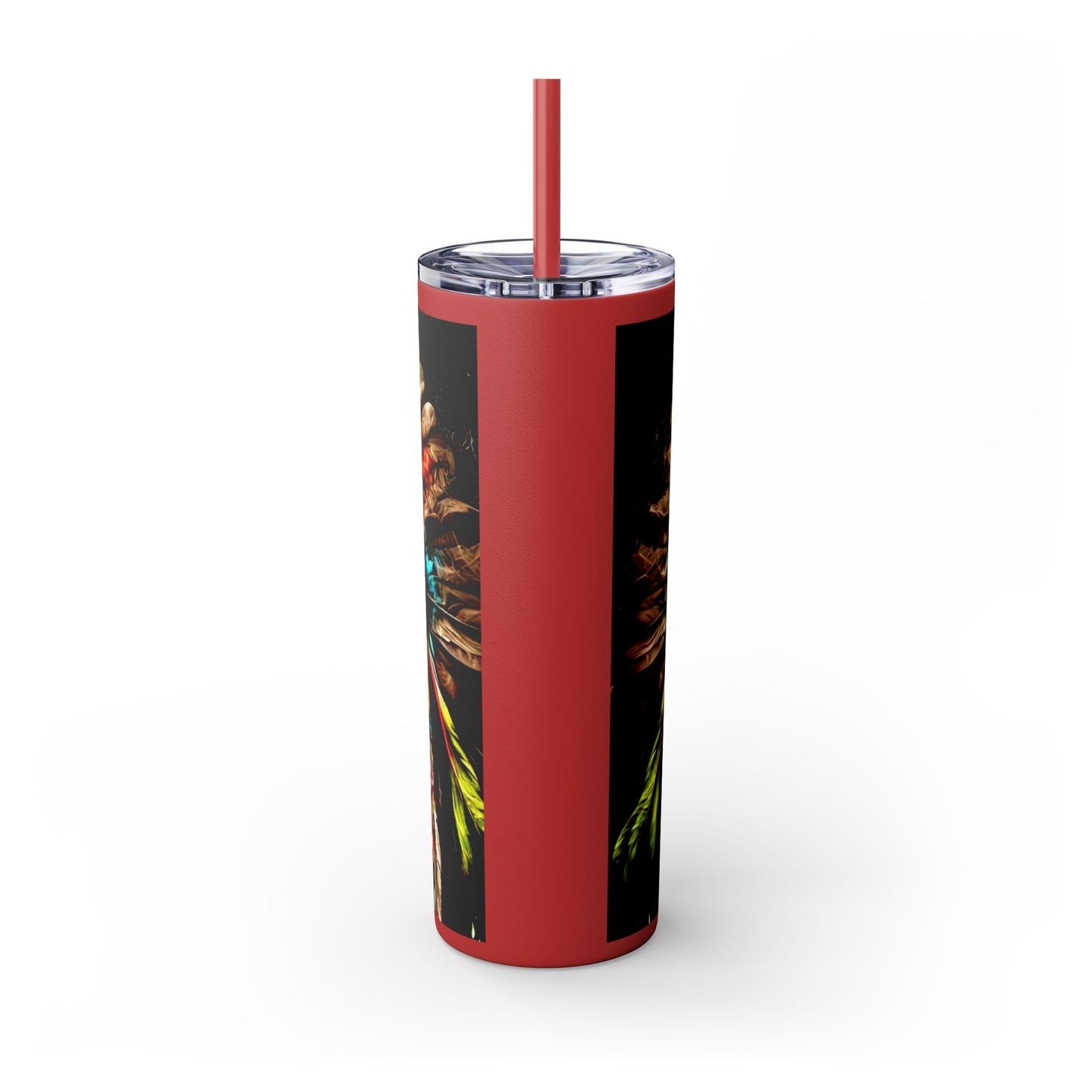 All colors Skull Indian - Skinny Tumbler with Straw, 20oz Printify