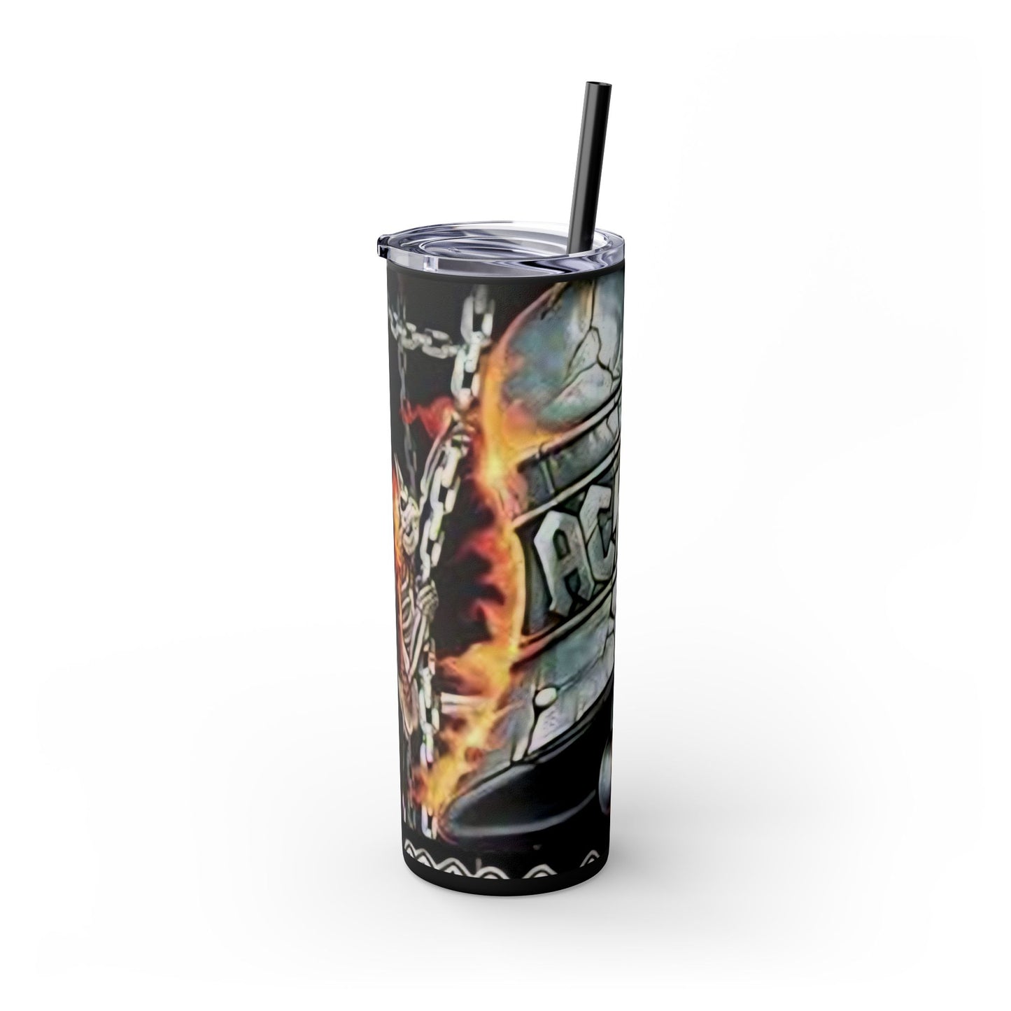 AC/DC HELLS BELLS-- Skinny Tumbler with Straw, 20oz - Rock n Royalty Designs