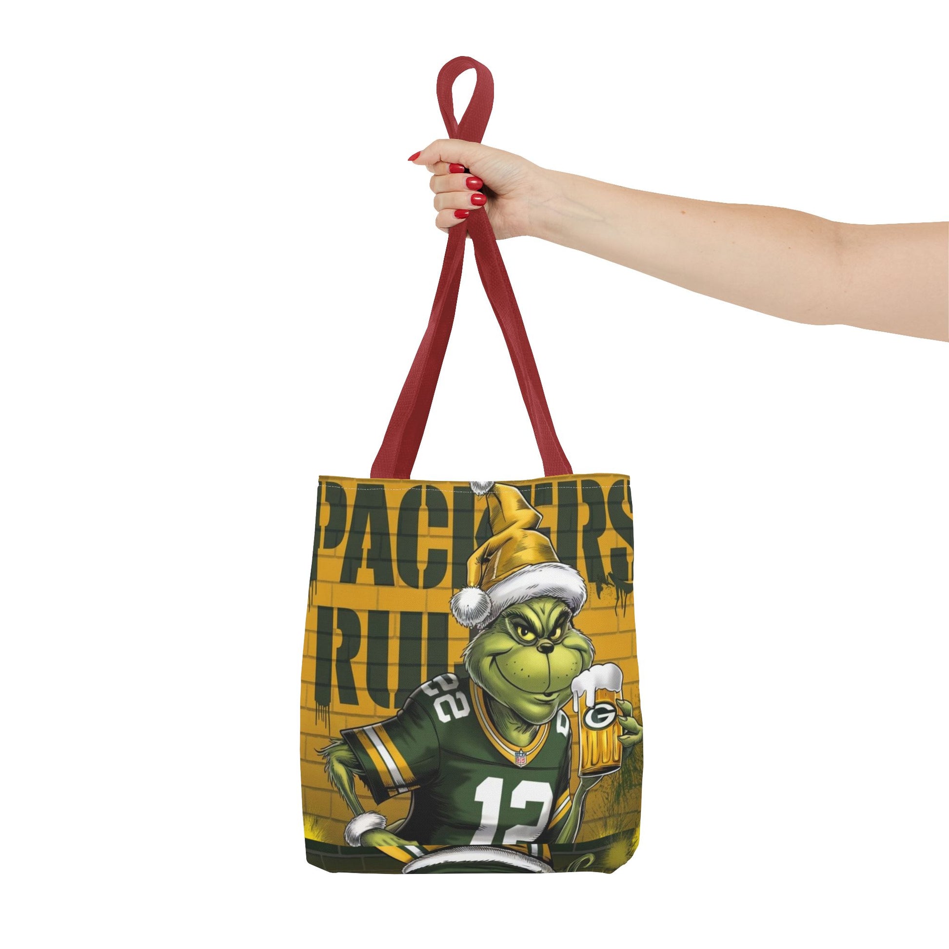 Festive Green Bay Packers Grinch Themed Tote Bag - Rock n Royalty Designs