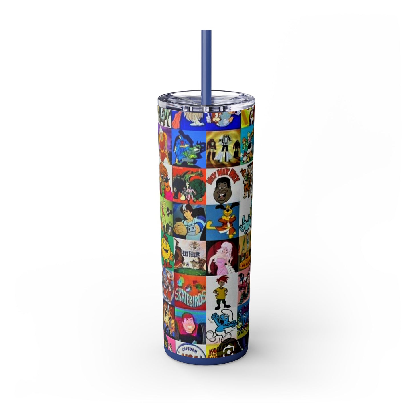 70S & 80S CARTOON CHARACTERS -Skinny Tumbler with Straw, 20oz - Rock n Royalty Designs