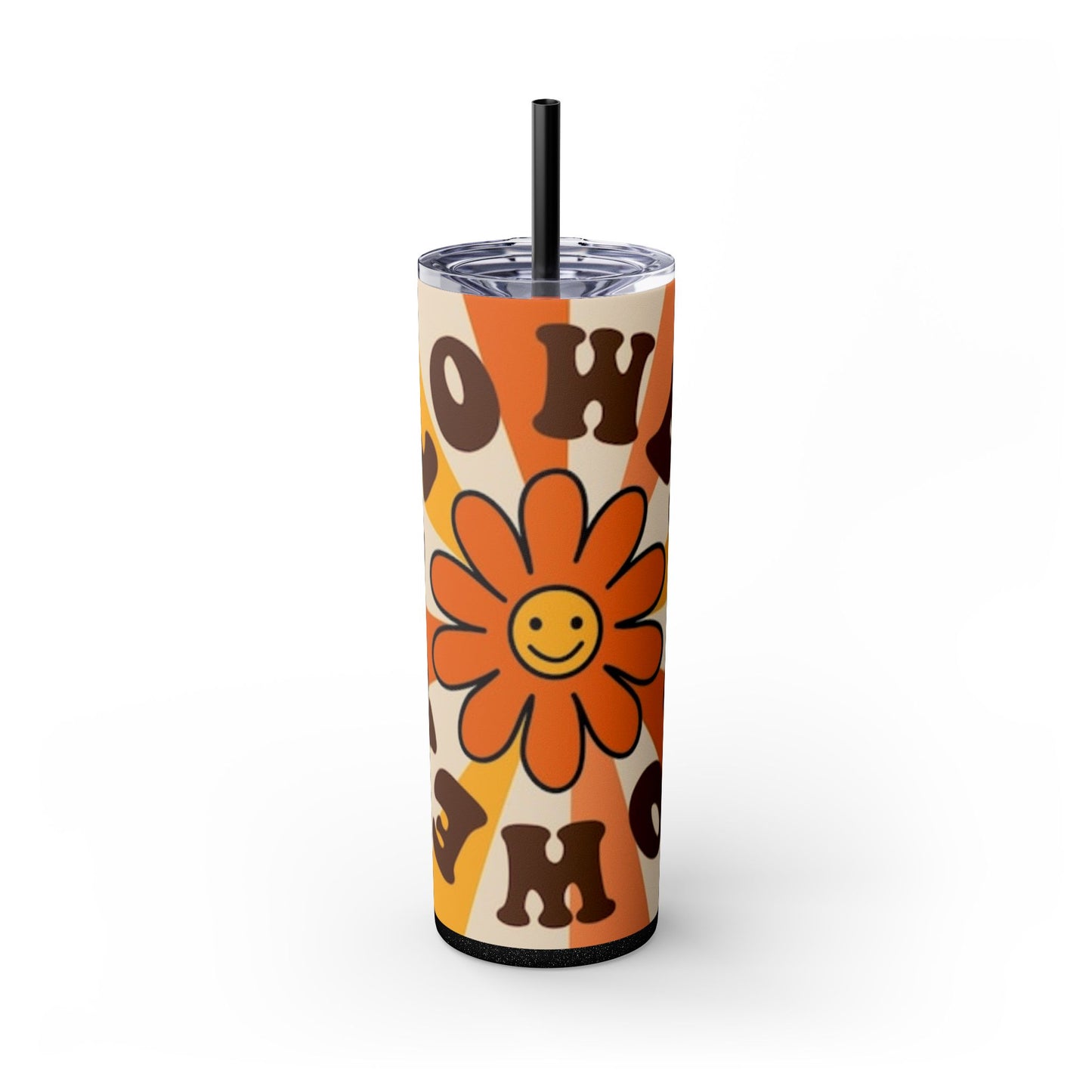 FLOWER POWER 60s -Skinny Tumbler with Straw, 20oz - Rock n Royalty Designs