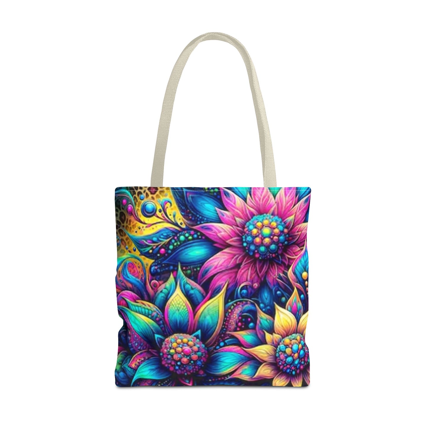 THREE BRIGHT FLOWER DESIGNS - Tote Bag (AOP) - Rock n Royalty Designs